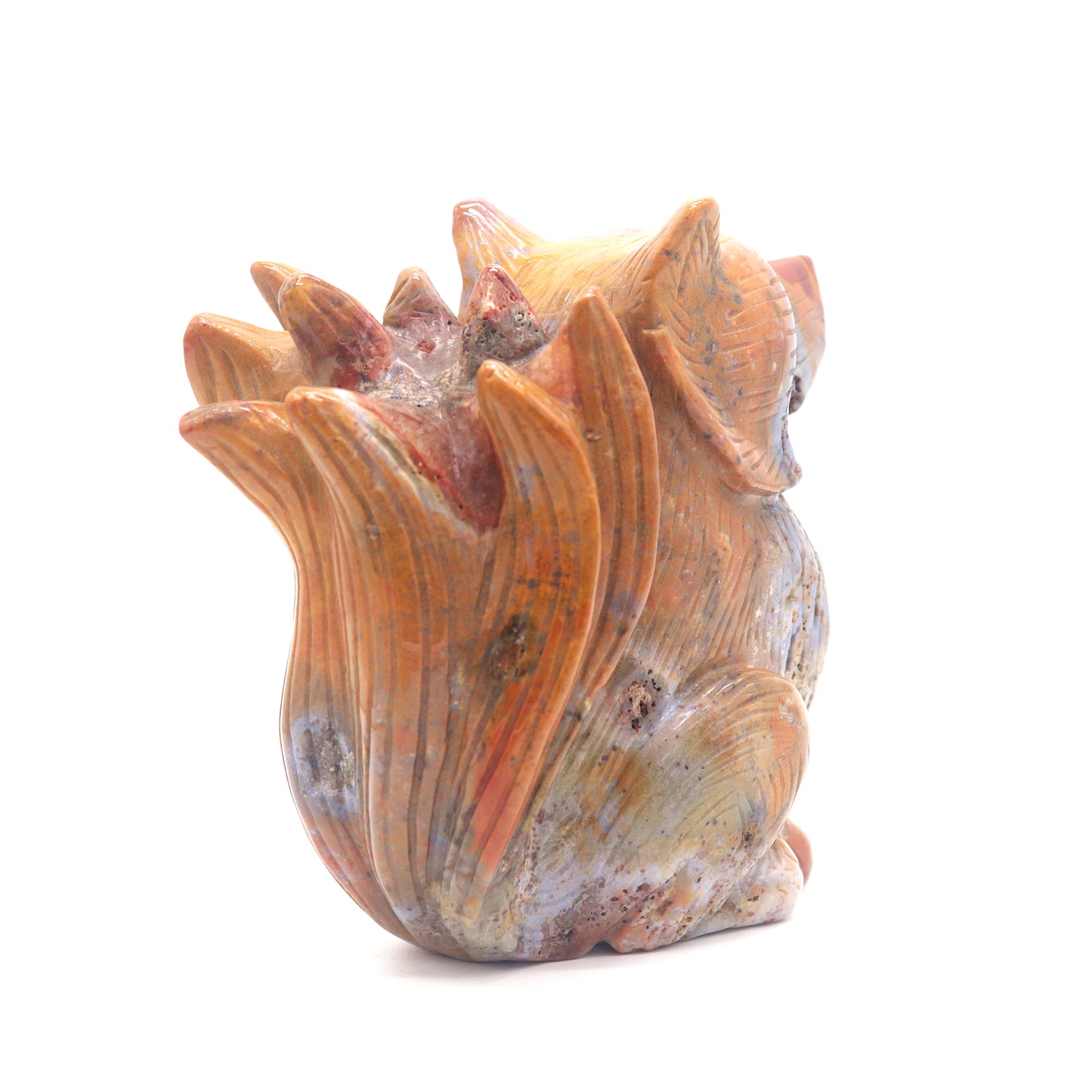 2.4lb HandCarved Ocean Jasper Nine Tail Fox Crystal Healing Quartz Reiki