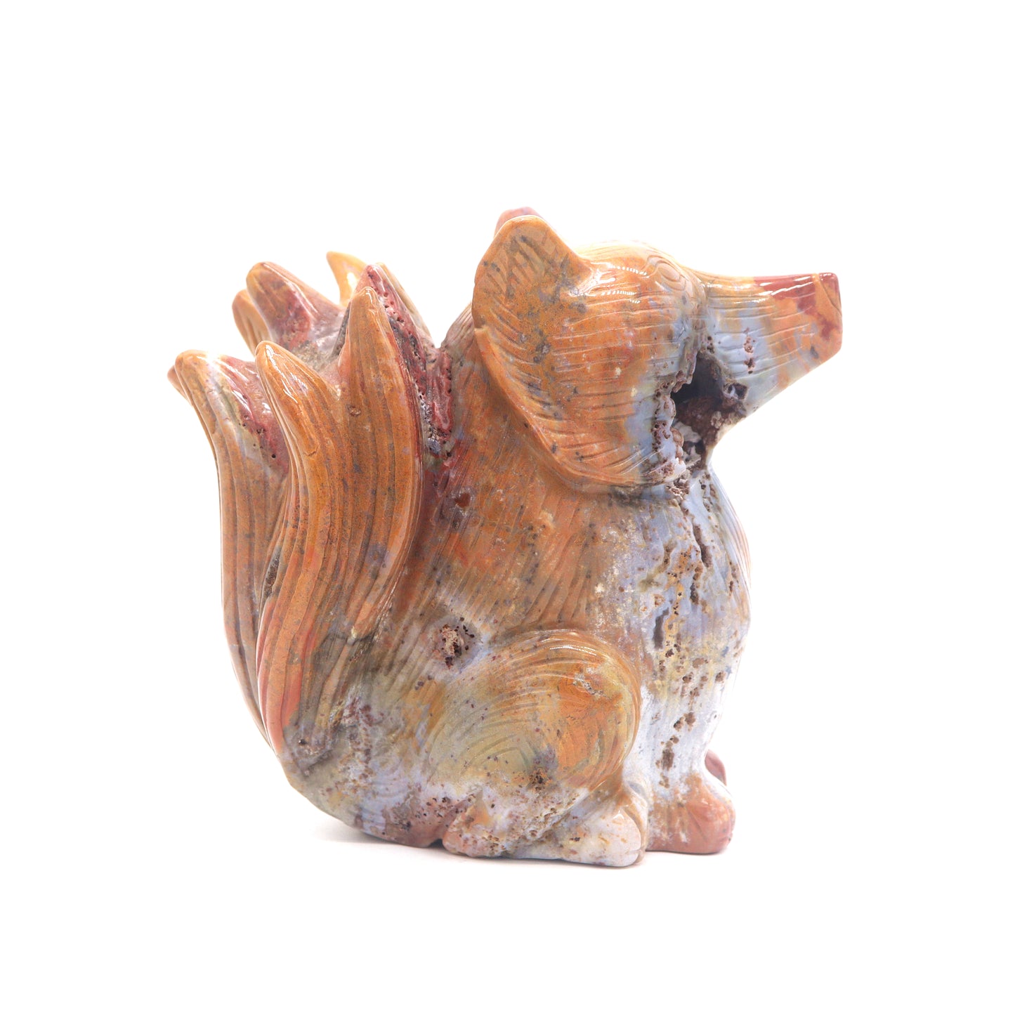 2.4lb HandCarved Ocean Jasper Nine Tail Fox Crystal Healing Quartz Reiki