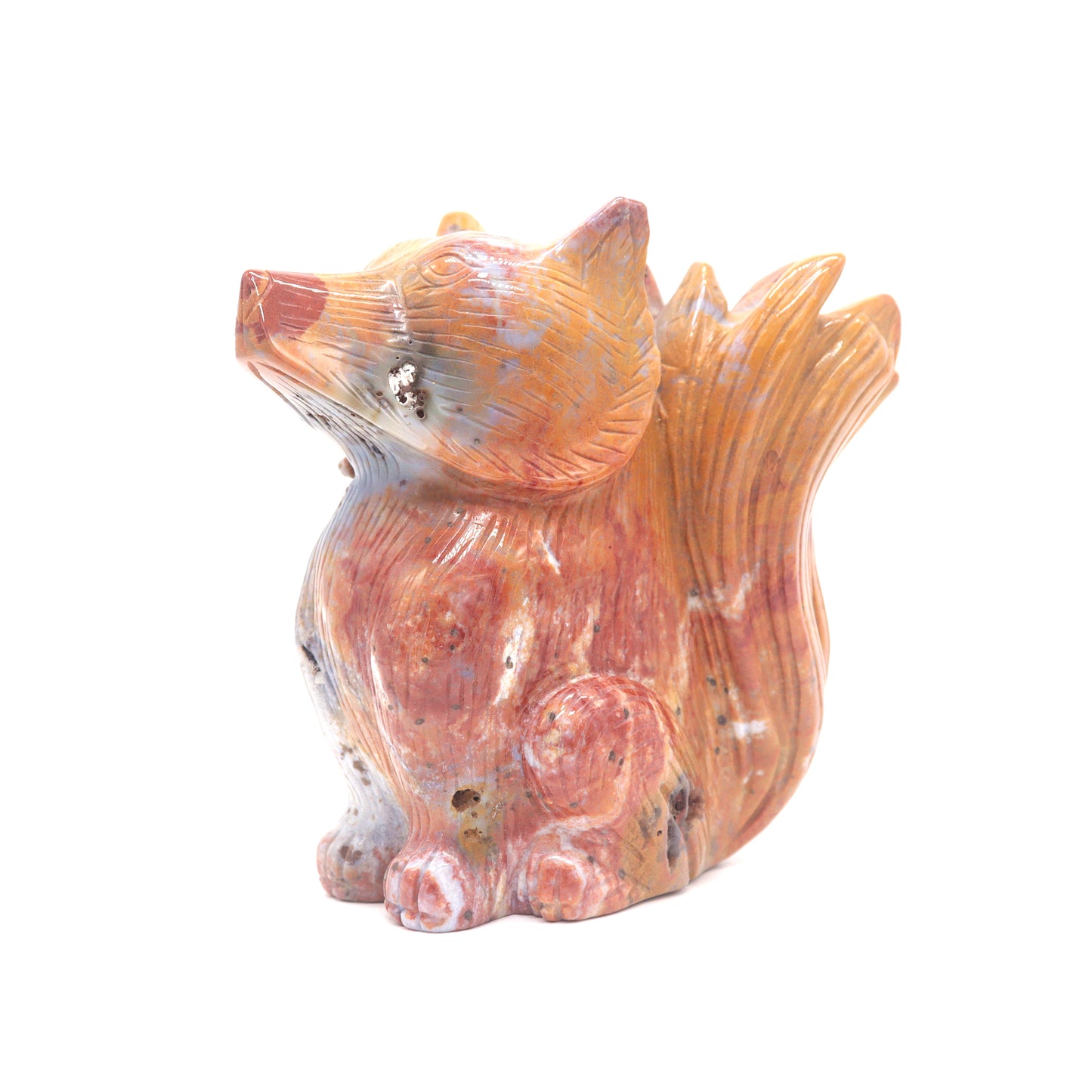 2.4lb HandCarved Ocean Jasper Nine Tail Fox Crystal Healing Quartz Reiki
