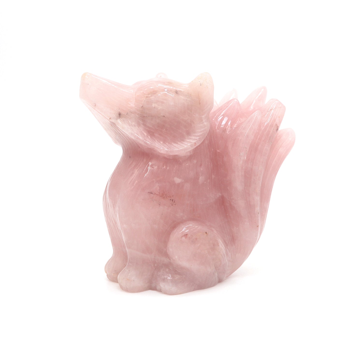 2.5lb HandCarved Rose Quartz Nine Tail Fox Crystal Healing Quartz Reiki