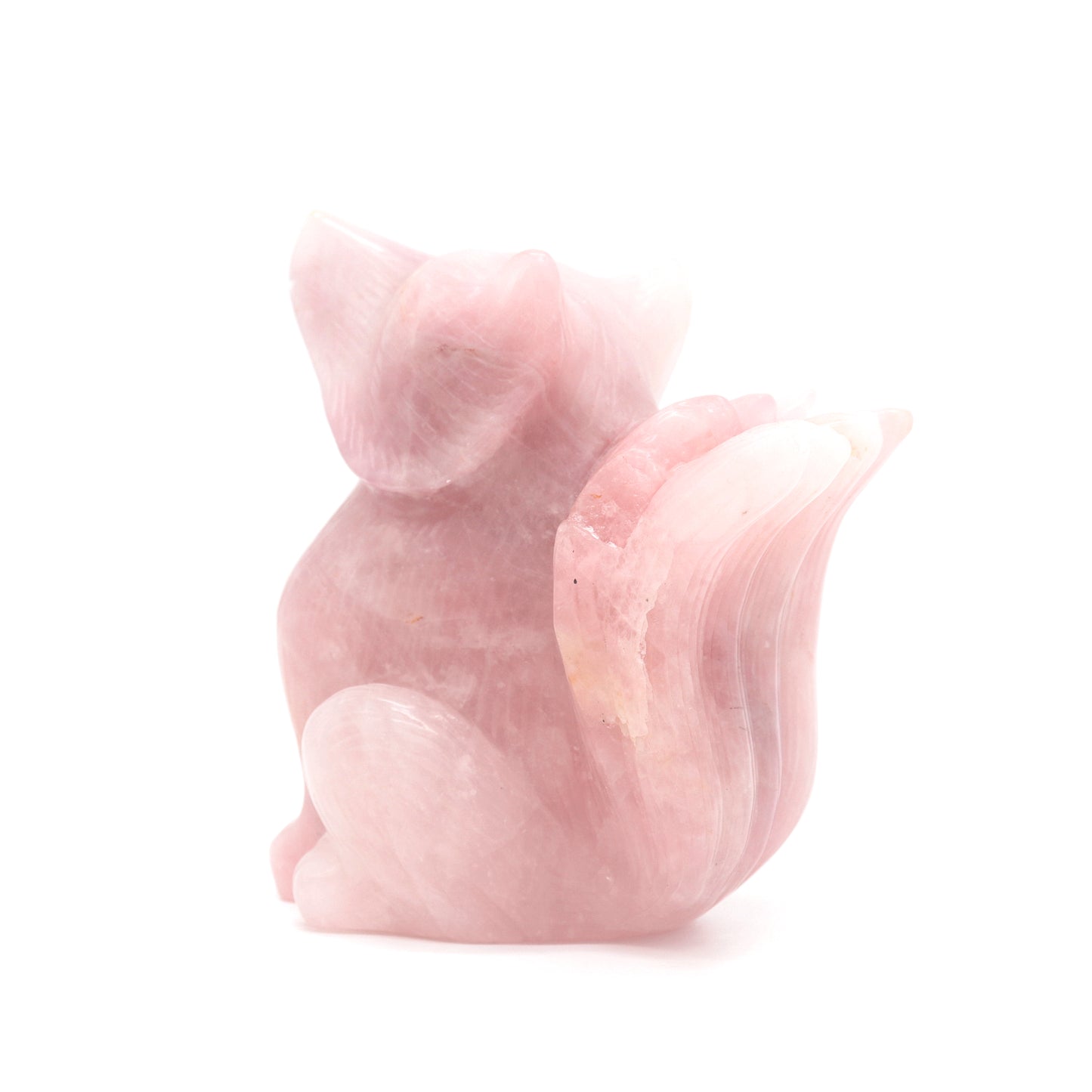 2.4lb HandCarved Rose Quartz Nine Tail Fox Crystal Healing Quartz Reiki