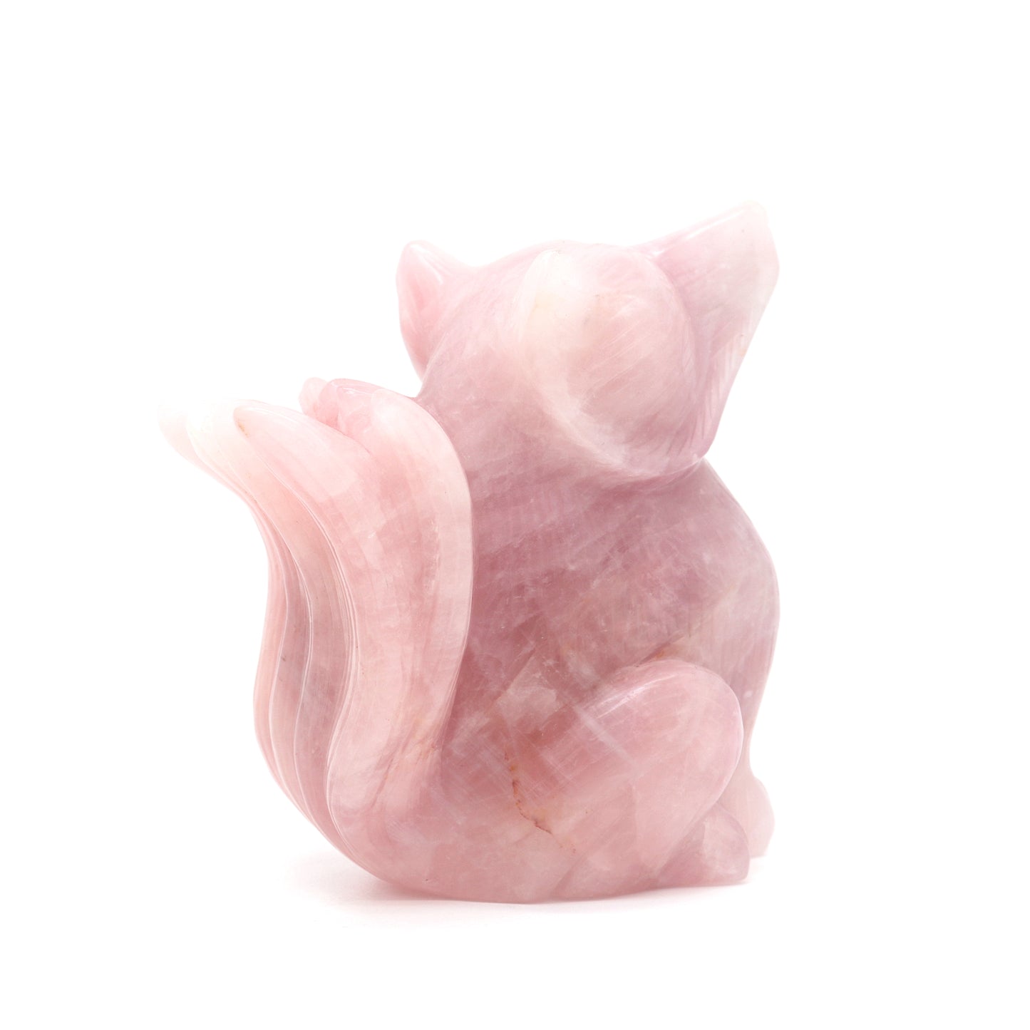 2.4lb HandCarved Rose Quartz Nine Tail Fox Crystal Healing Quartz Reiki