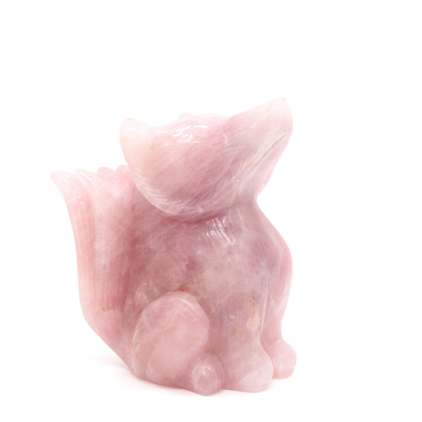 2.4lb HandCarved Rose Quartz Nine Tail Fox Crystal Healing Quartz Reiki