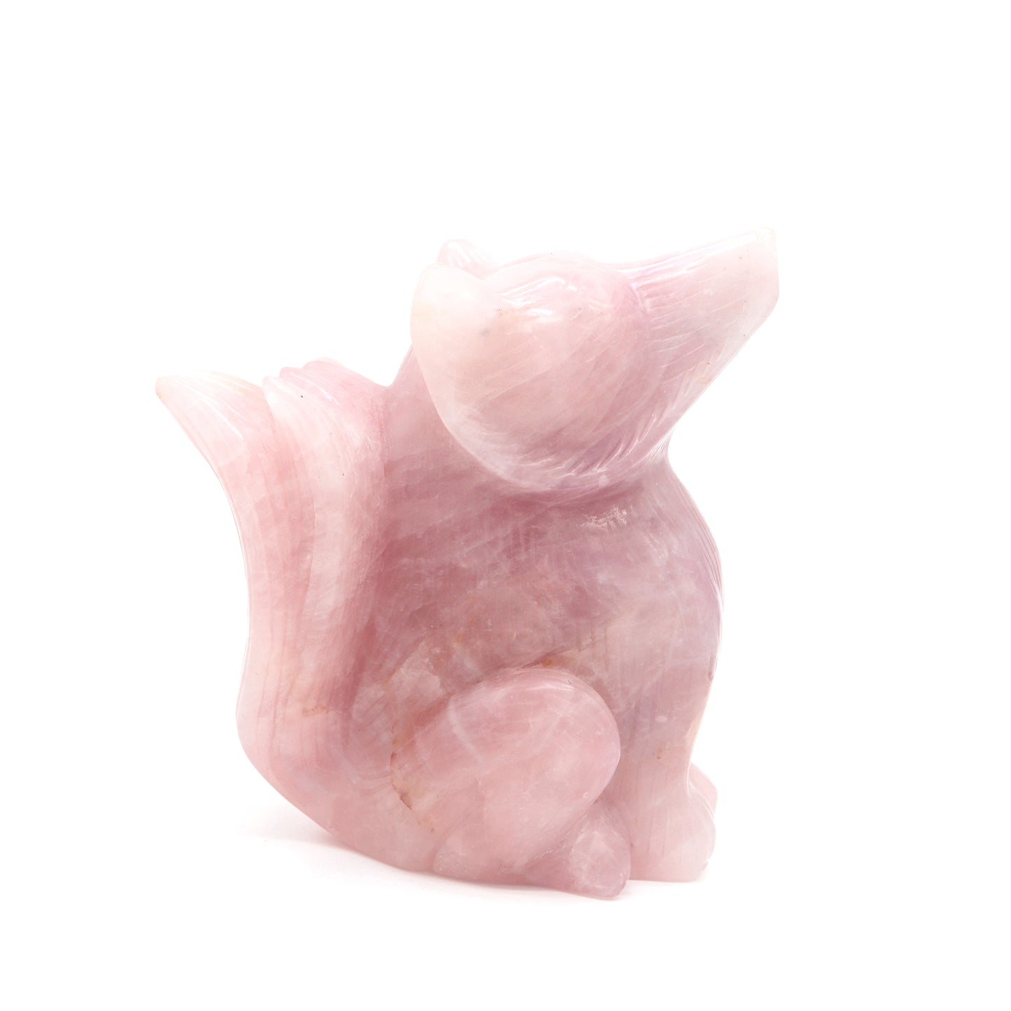 2.4lb HandCarved Rose Quartz Nine Tail Fox Crystal Healing Quartz Reiki