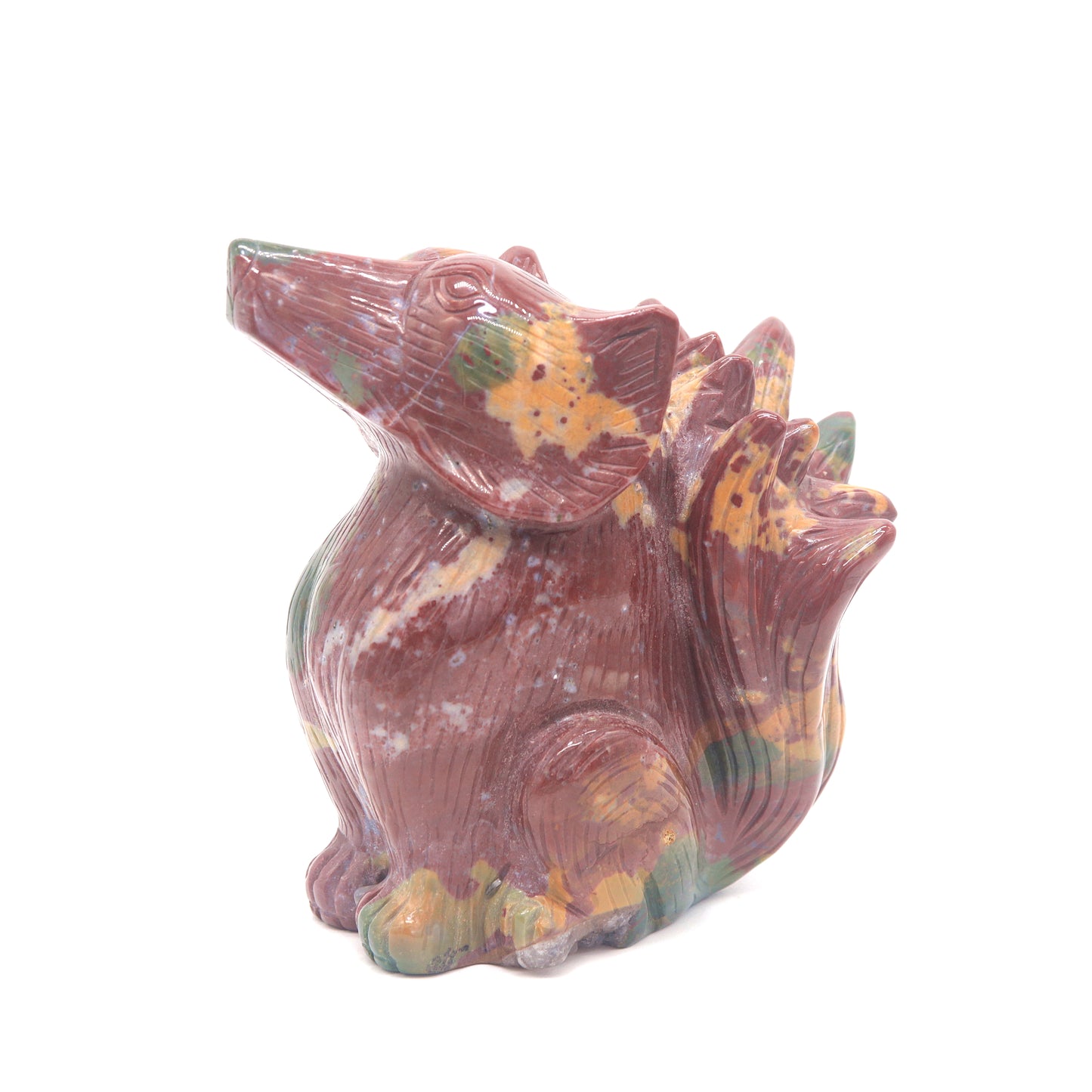 2lb HandCarved Ocean Jasper Nine Tail Fox Crystal Healing Quartz Reiki