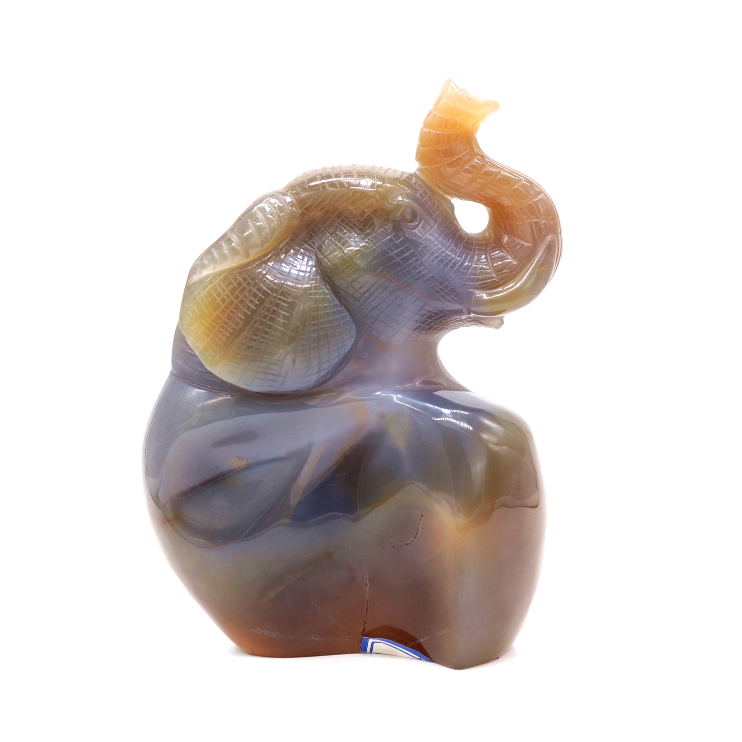 6.5" HandCarved Druzy Agate Crystal Elephant Figurine Decorate Gift