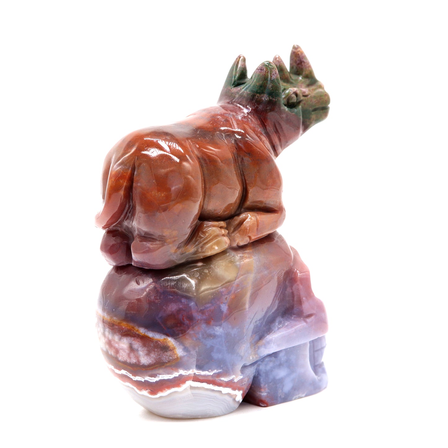 5.2" HandCarved Ocean Jasper Skull Crystal Rhino Healing Quartz Reiki