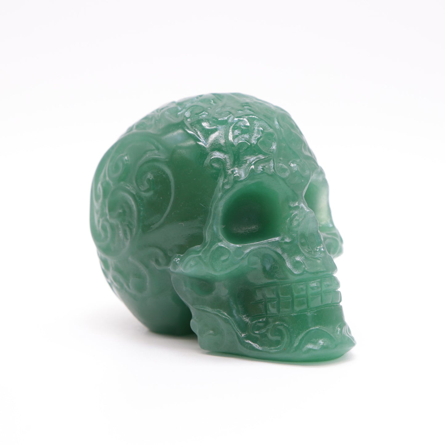 3" Green Aventurine Skull Sugar Flower Crystal Skull Healing Quartz Reiki