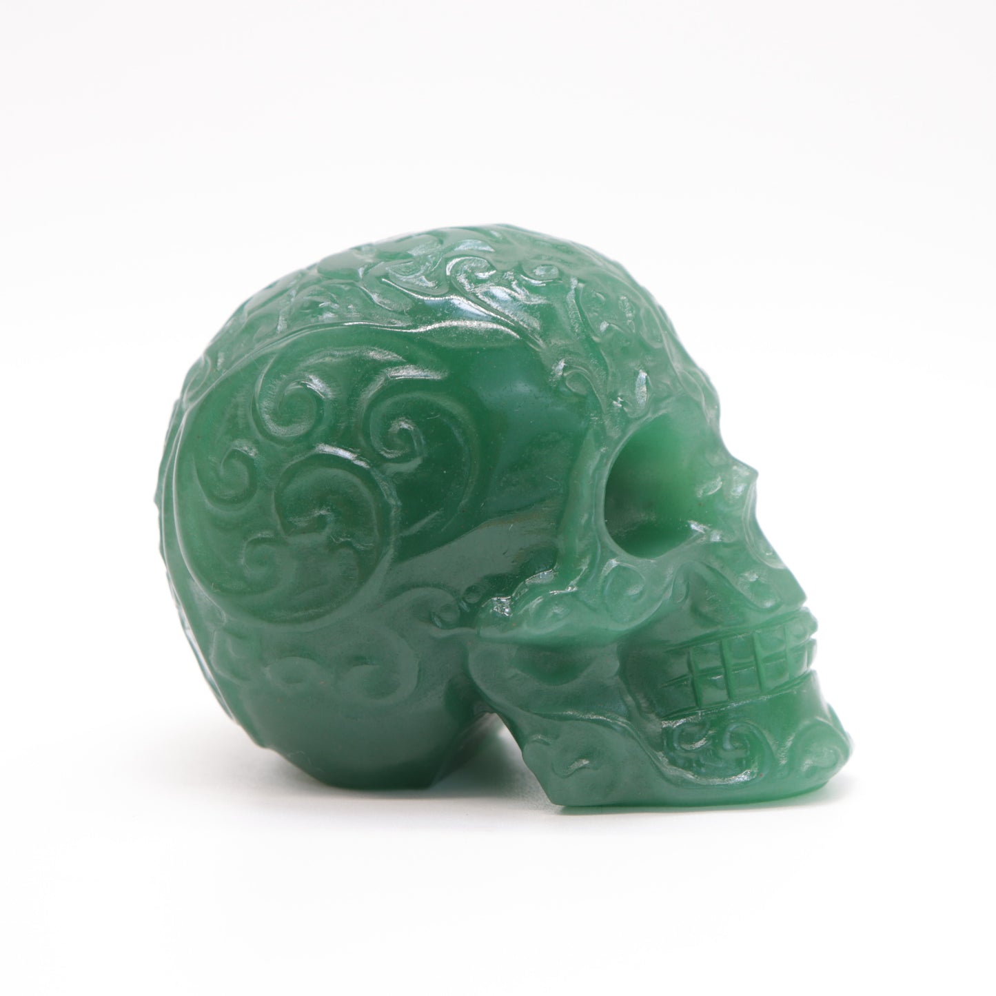 3" Green Aventurine Skull Sugar Flower Crystal Skull Healing Quartz Reiki