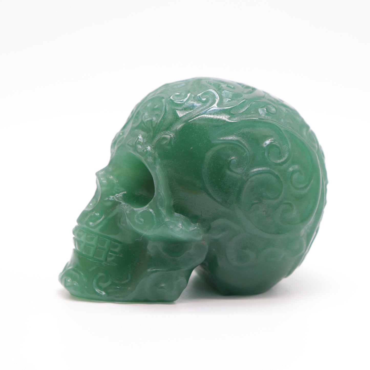 3" Green Aventurine Skull Sugar Flower Crystal Skull Healing Quartz Reiki