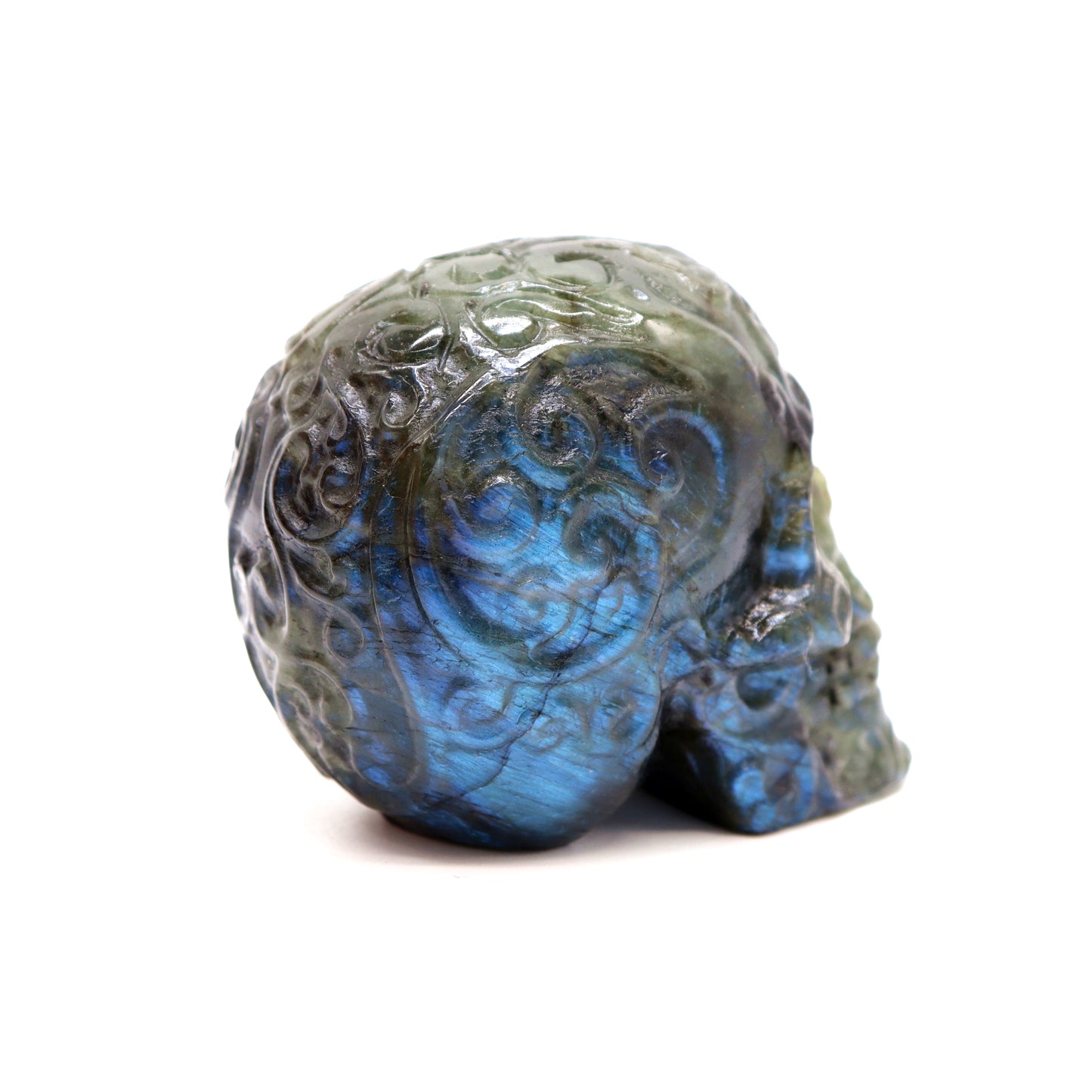 3" Labradorite Skull Sugar Flower Crystal Skull Healing Quartz Reiki