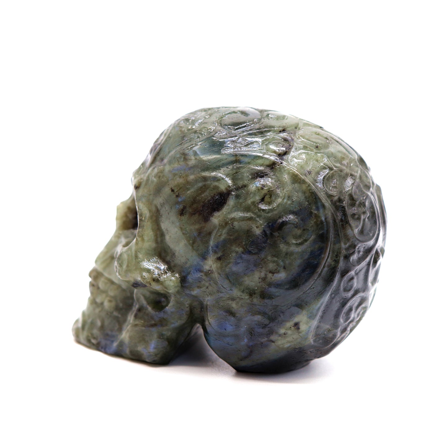 3" Labradorite Skull Sugar Flower Crystal Skull Healing Quartz Reiki