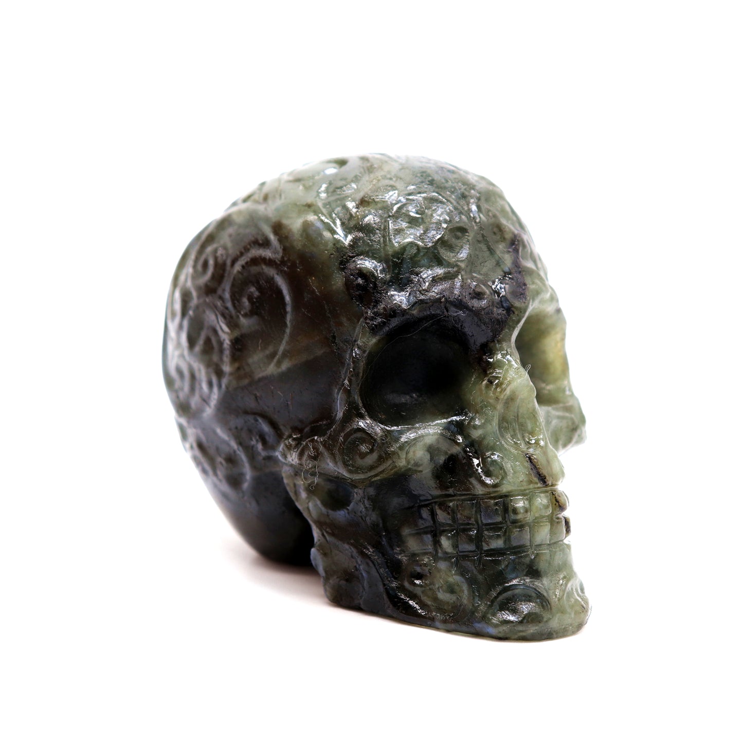 3" Labradorite Skull Sugar Flower Crystal Skull Healing Quartz Reiki