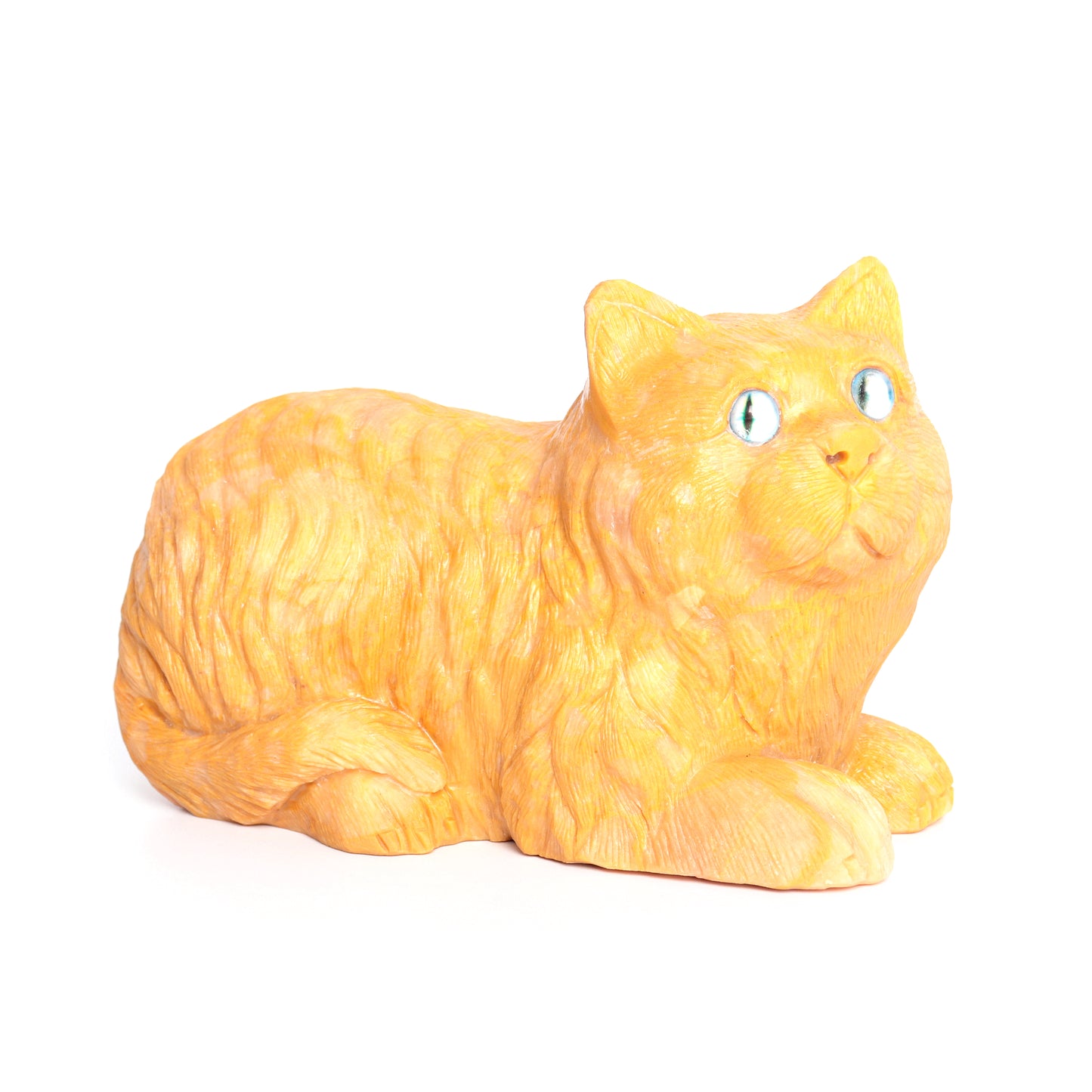 8.1LB Yellow Jade Hand Carved Cat Sculpture Realistic Crystal Healing Quartz Decor