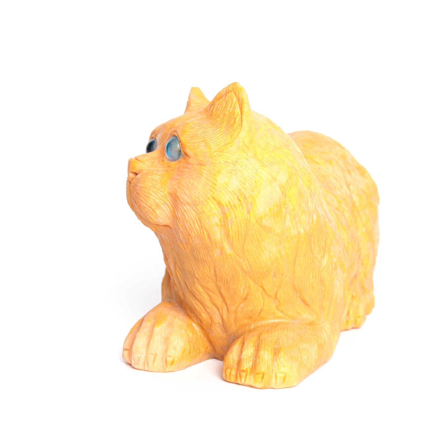 8.1LB Yellow Jade Hand Carved Cat Sculpture Realistic Crystal Healing Quartz Decor