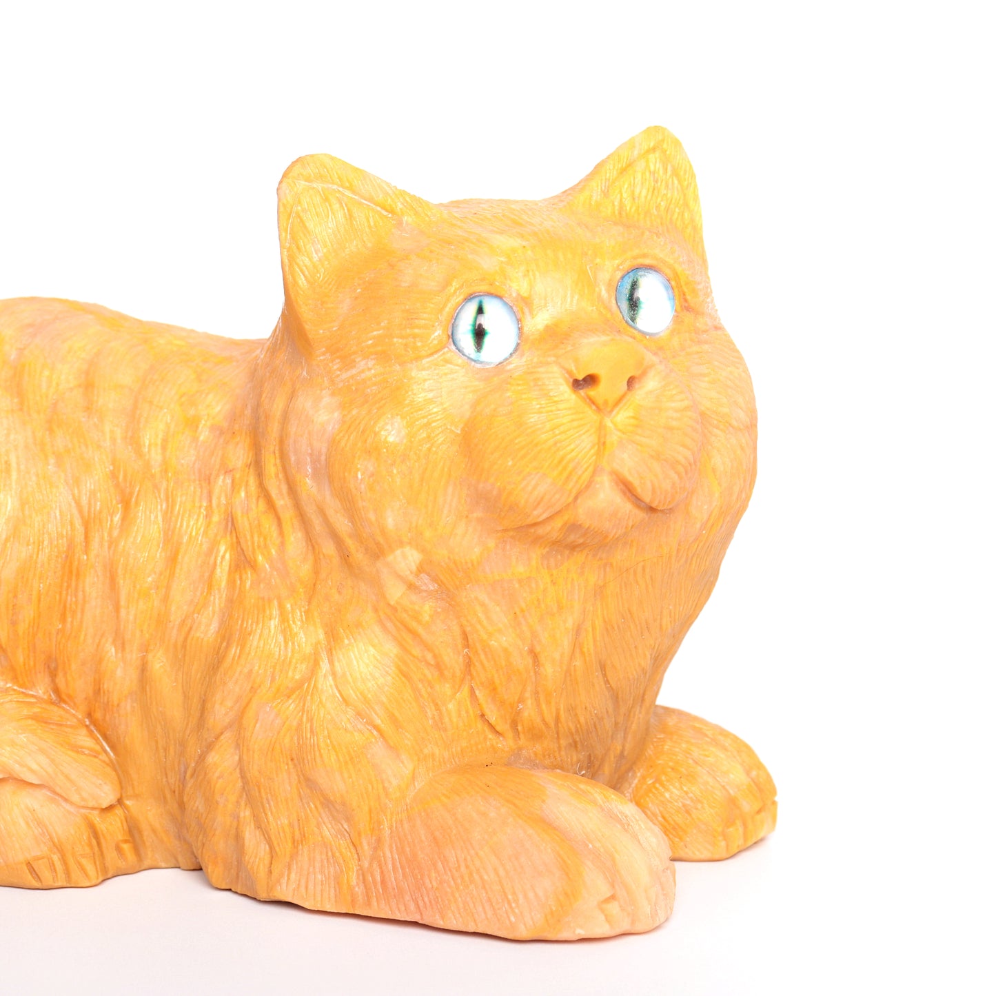 8.1LB Yellow Jade Hand Carved Cat Sculpture Realistic Crystal Healing Quartz Decor