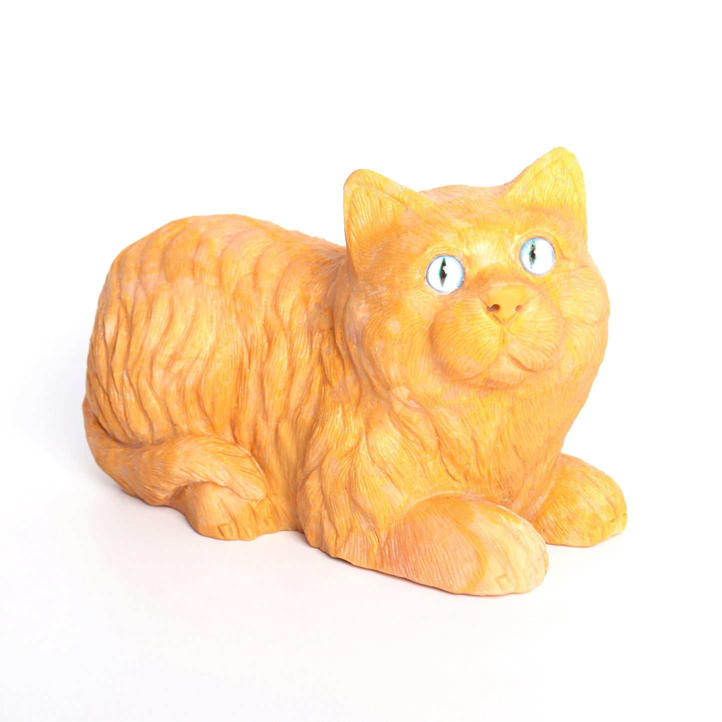 8.1LB Yellow Jade Hand Carved Cat Sculpture Realistic Crystal Healing Quartz Decor