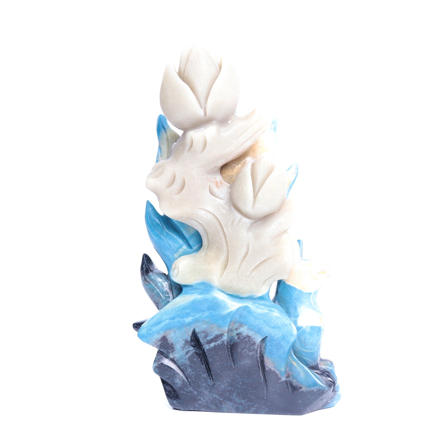 7.5" Trolleite Carved Nine Tail Fox Figurine Realistic Crystal Healing