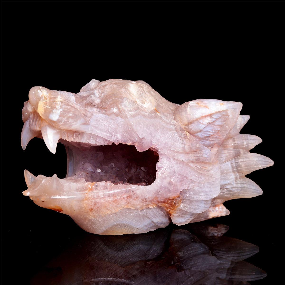 crystal wolf head figurine
