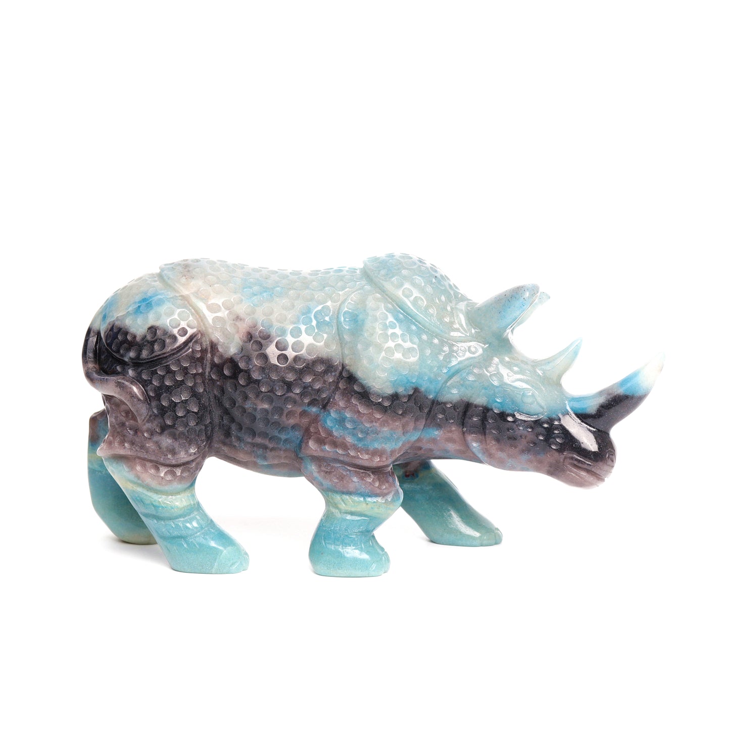 8" Trolleite Carved Crystal Rhino Figurine Healing Quartz Decor