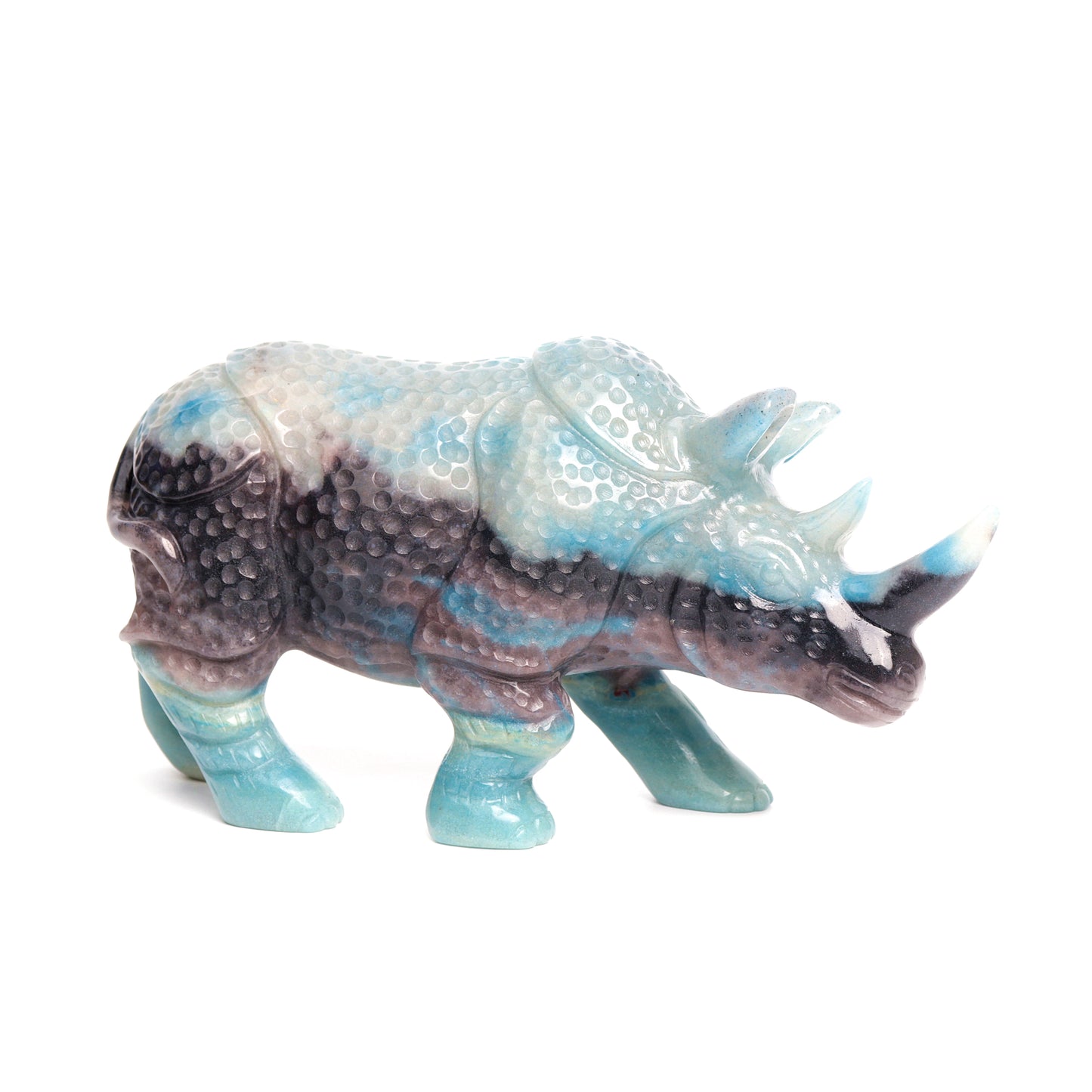 8" Trolleite Carved Crystal Rhino Figurine Healing Quartz Decor