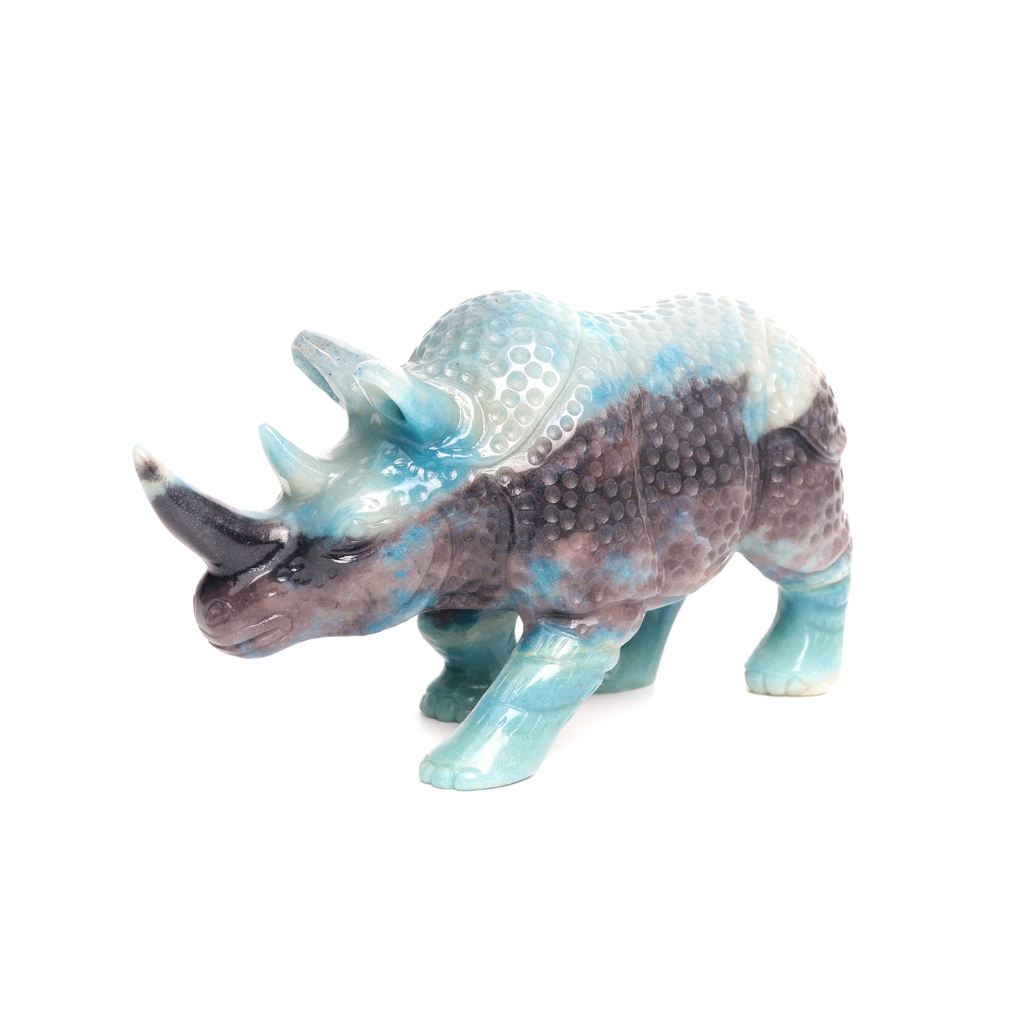 8" Trolleite Carved Crystal Rhino Figurine Healing Quartz Decor