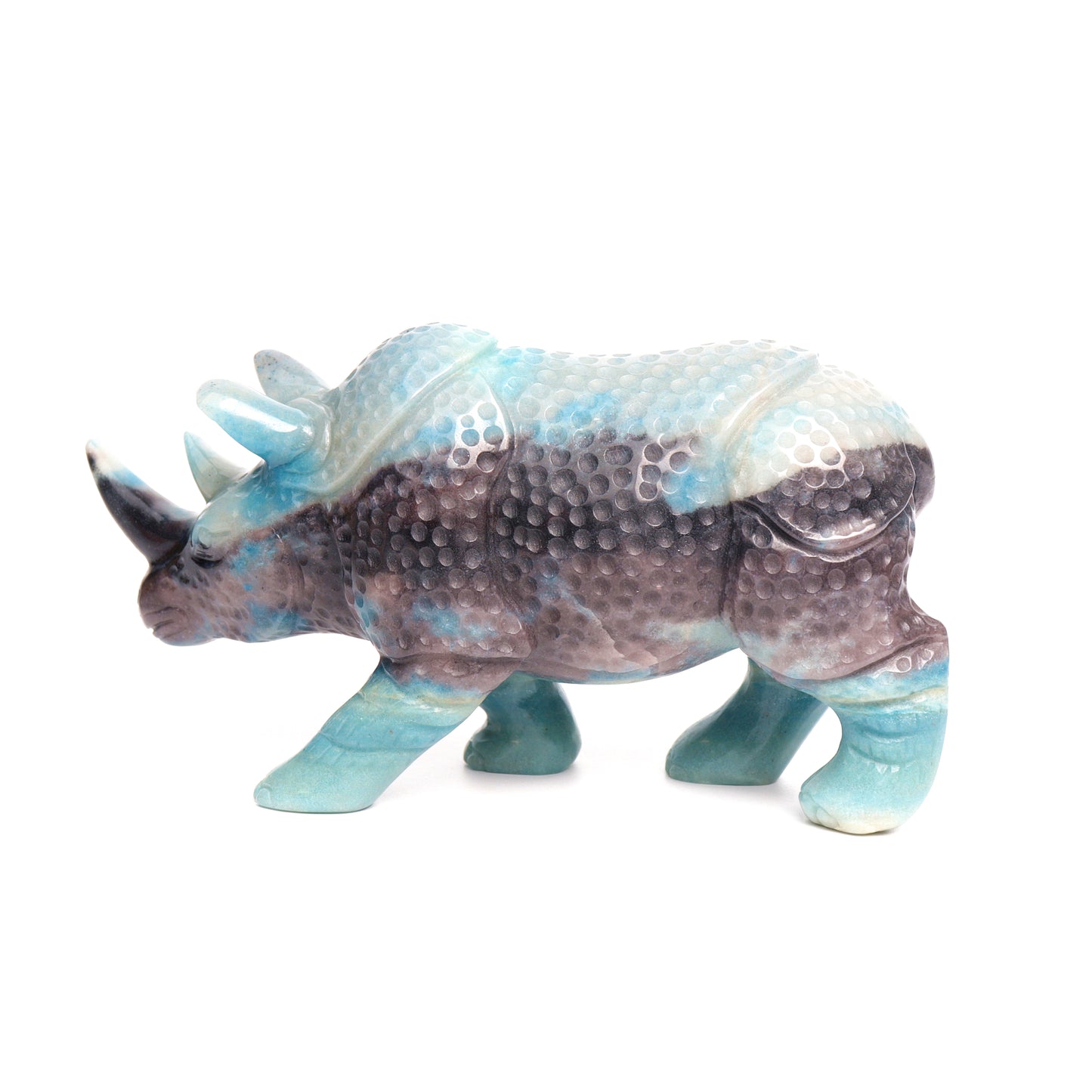 8" Trolleite Carved Crystal Rhino Figurine Healing Quartz Decor