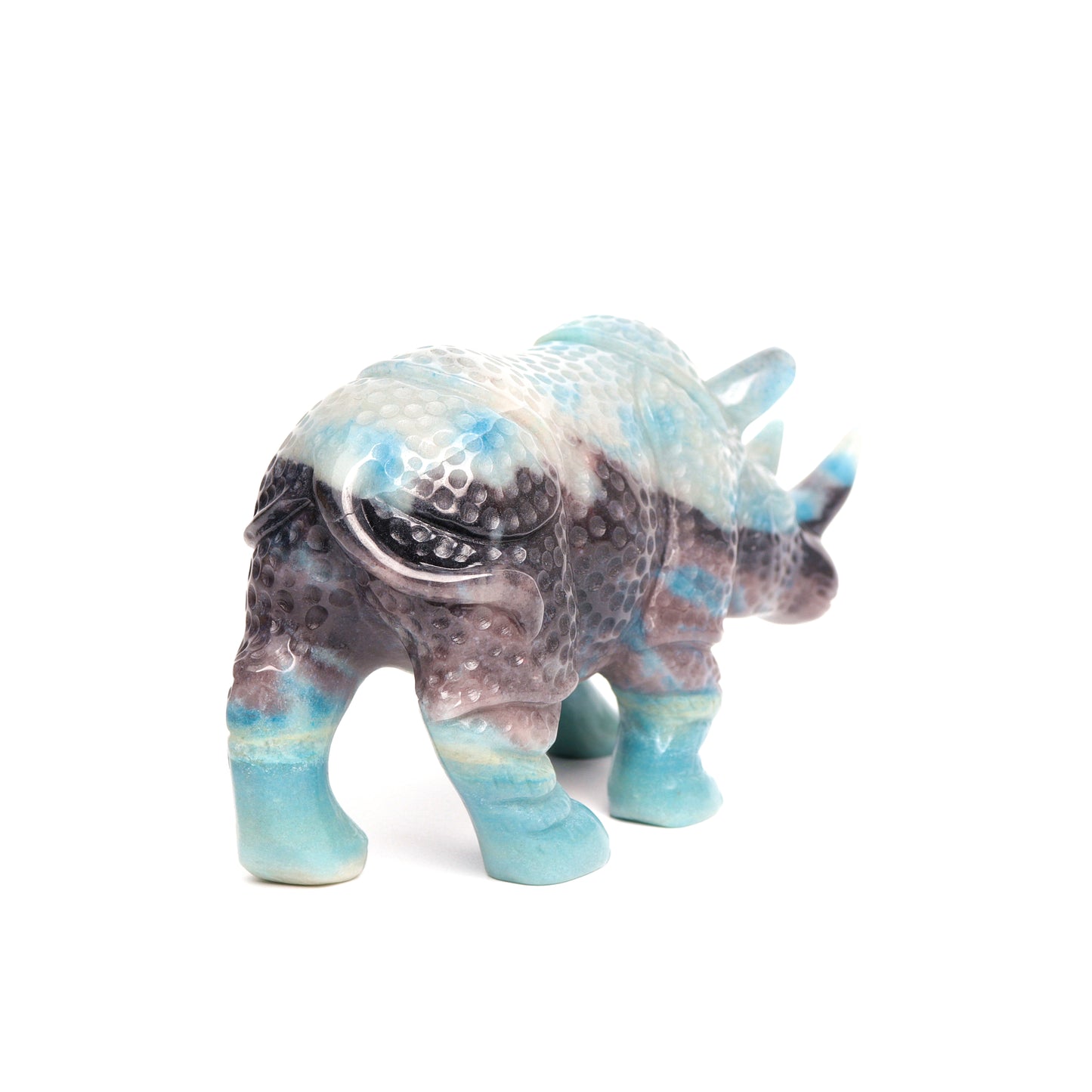 8" Trolleite Carved Crystal Rhino Figurine Healing Quartz Decor