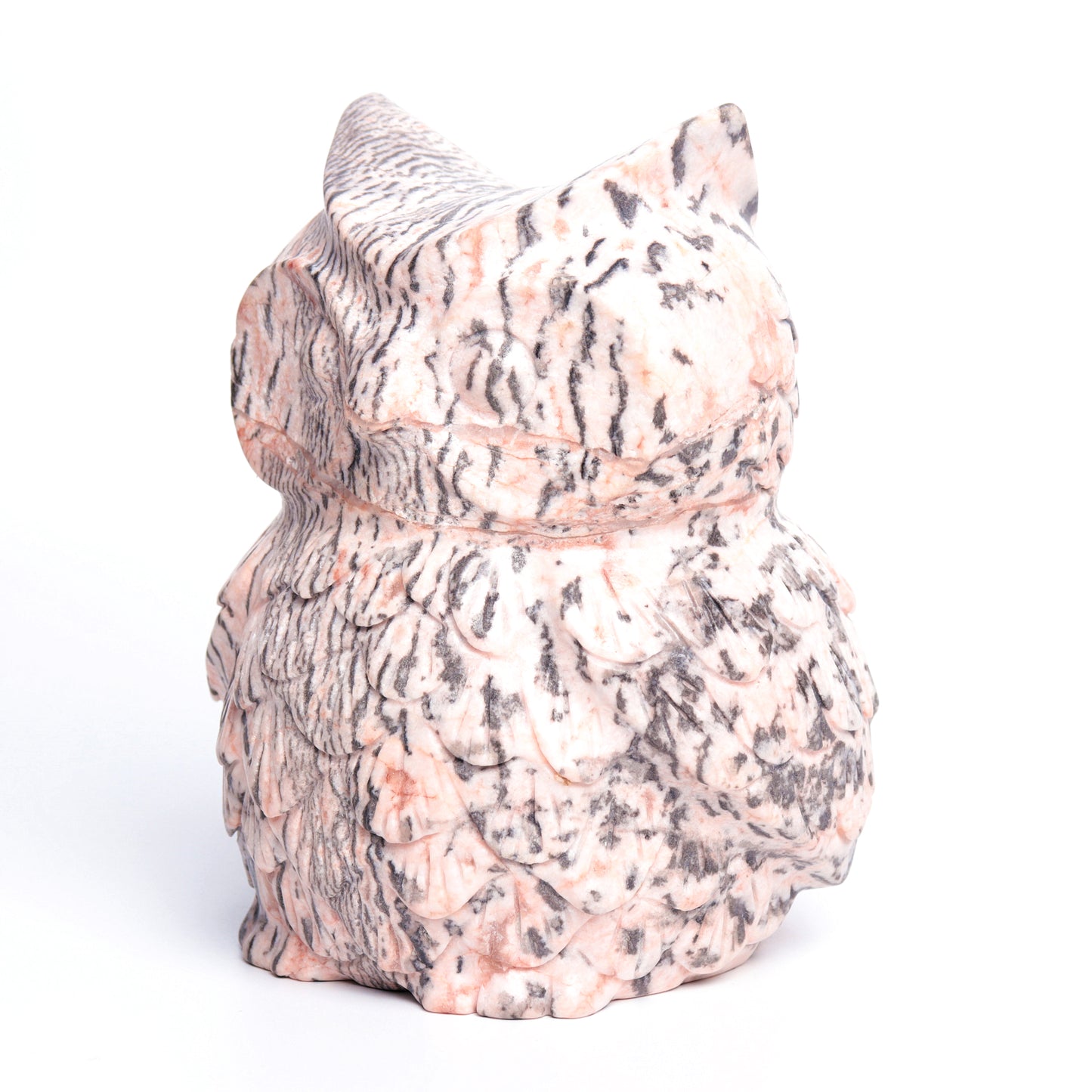 5.9LB Pink Zebra Stone Crystal Owl Figurine Healing Quartz Decor