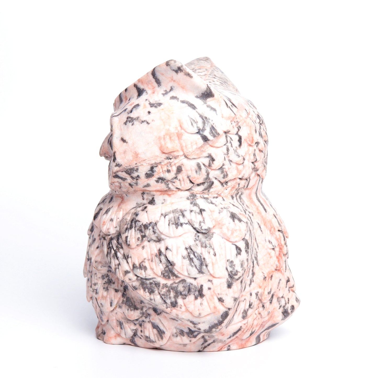 5.9LB Pink Zebra Stone Crystal Owl Figurine Healing Quartz Decor
