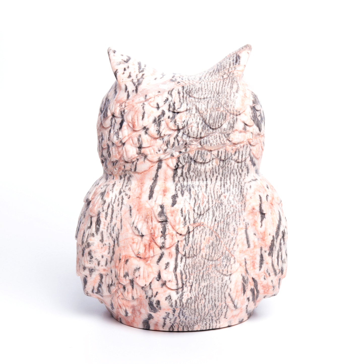 5.9LB Pink Zebra Stone Crystal Owl Figurine Healing Quartz Decor
