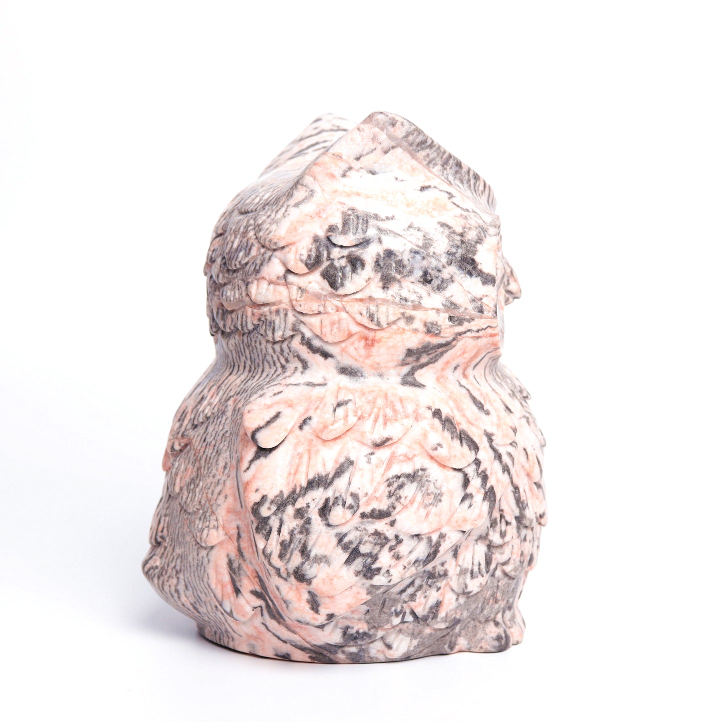 5.9LB Pink Zebra Stone Crystal Owl Figurine Healing Quartz Decor