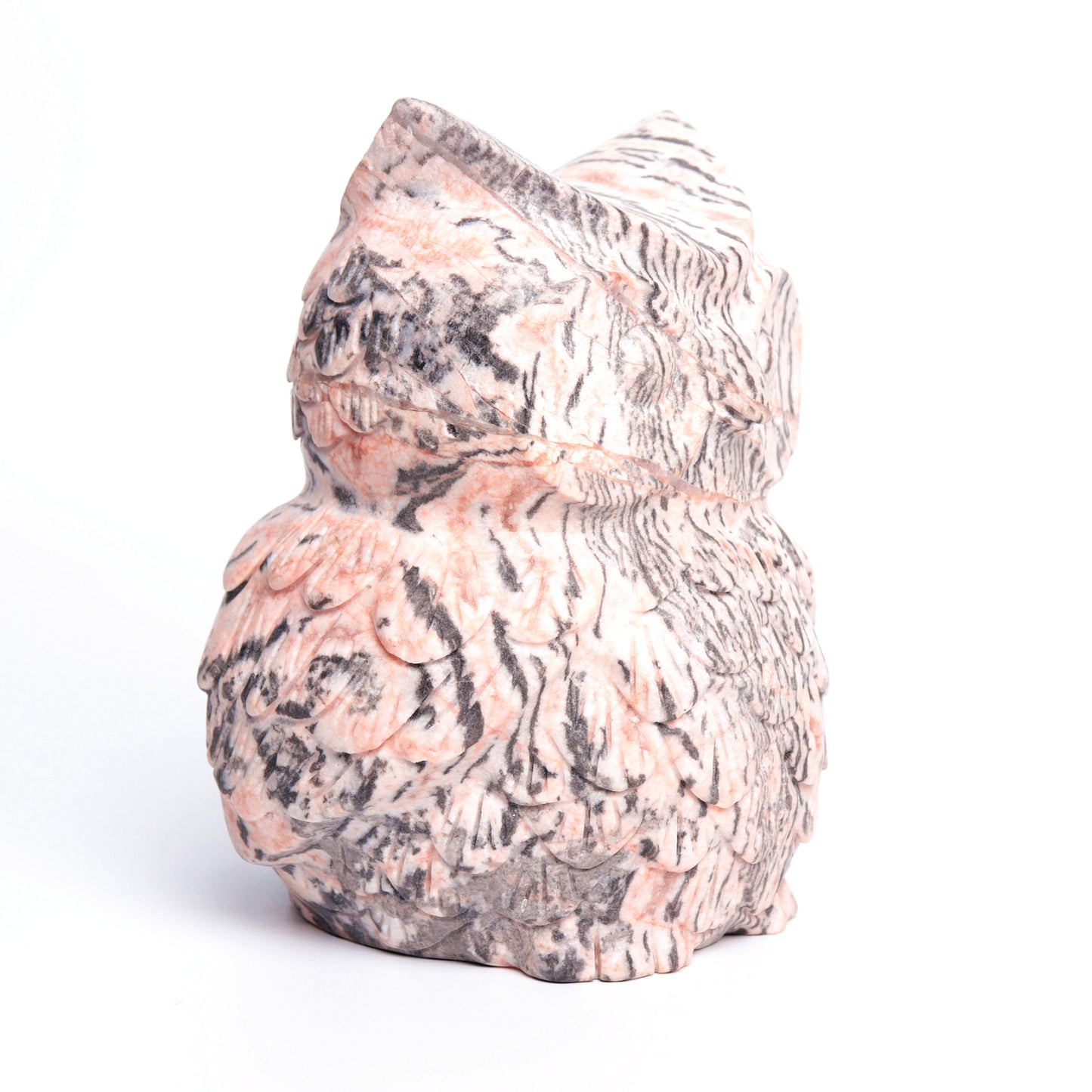 5.9LB Pink Zebra Stone Crystal Owl Figurine Healing Quartz Decor