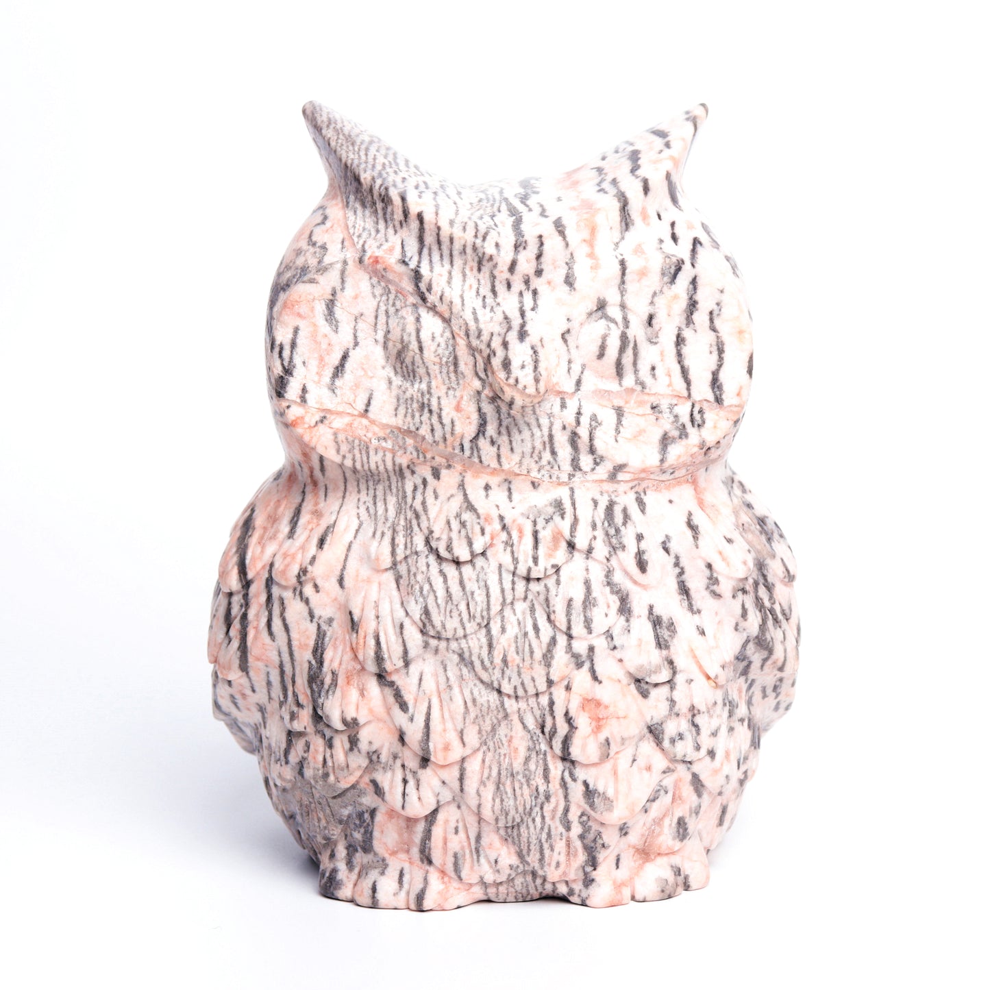 5.9LB Pink Zebra Stone Crystal Owl Figurine Healing Quartz Decor