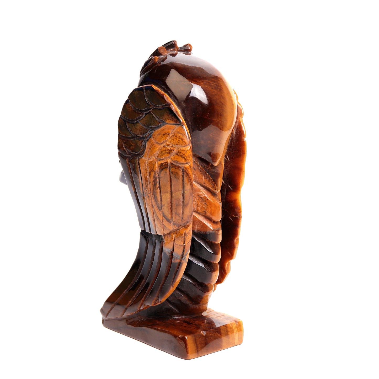 7.5" Natural HandCarved Tiger Eyes Stone Skull Figurine Crystal Healing Reiki