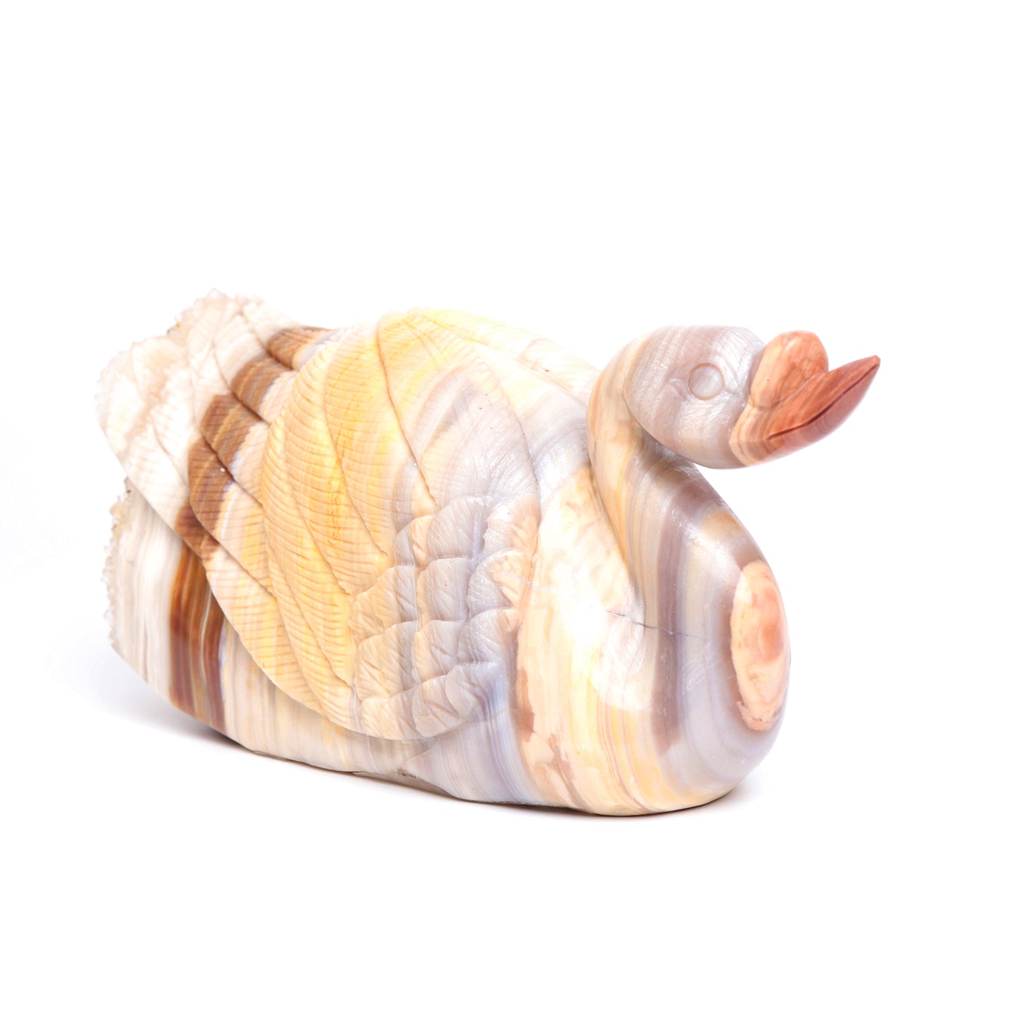 7" Agate Druzy Crystal Swan Figurine Realistic Quartz Decor