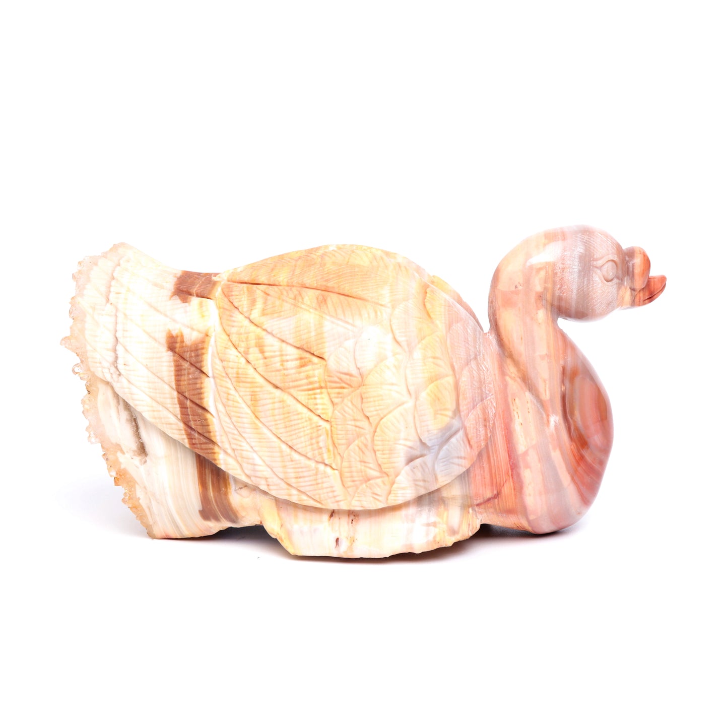 6.5" Agate Druzy Carved Swan Figurine Realistic Crystal Healing Quartz Decor