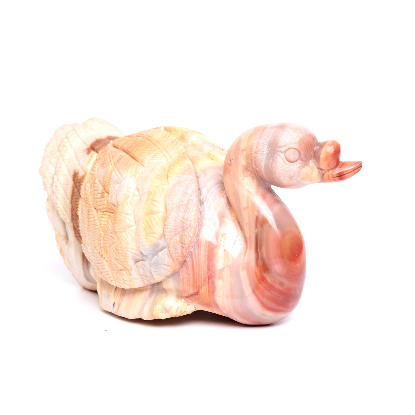 6.5" Agate Druzy Carved Swan Figurine Realistic Crystal Healing Quartz Decor