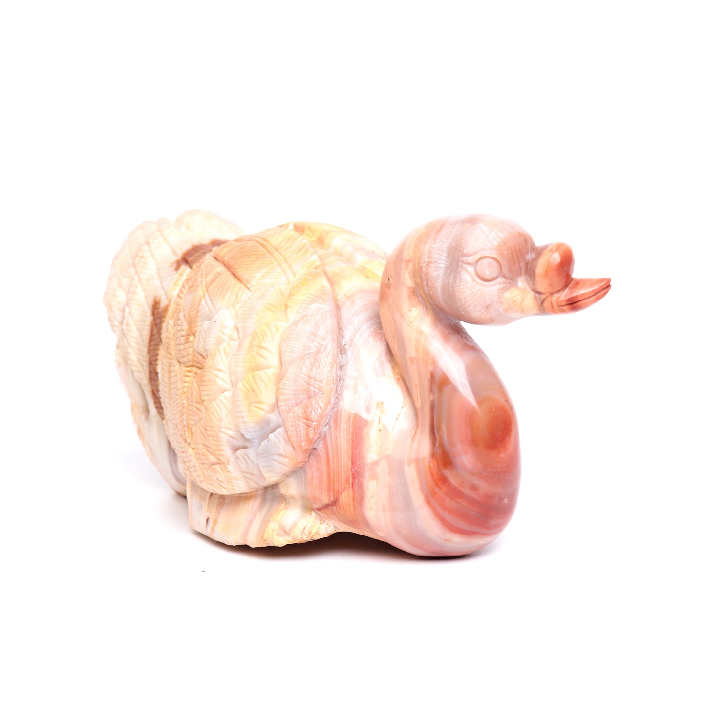 6.5" Agate Druzy Carved Swan Figurine Realistic Crystal Healing Quartz Decor