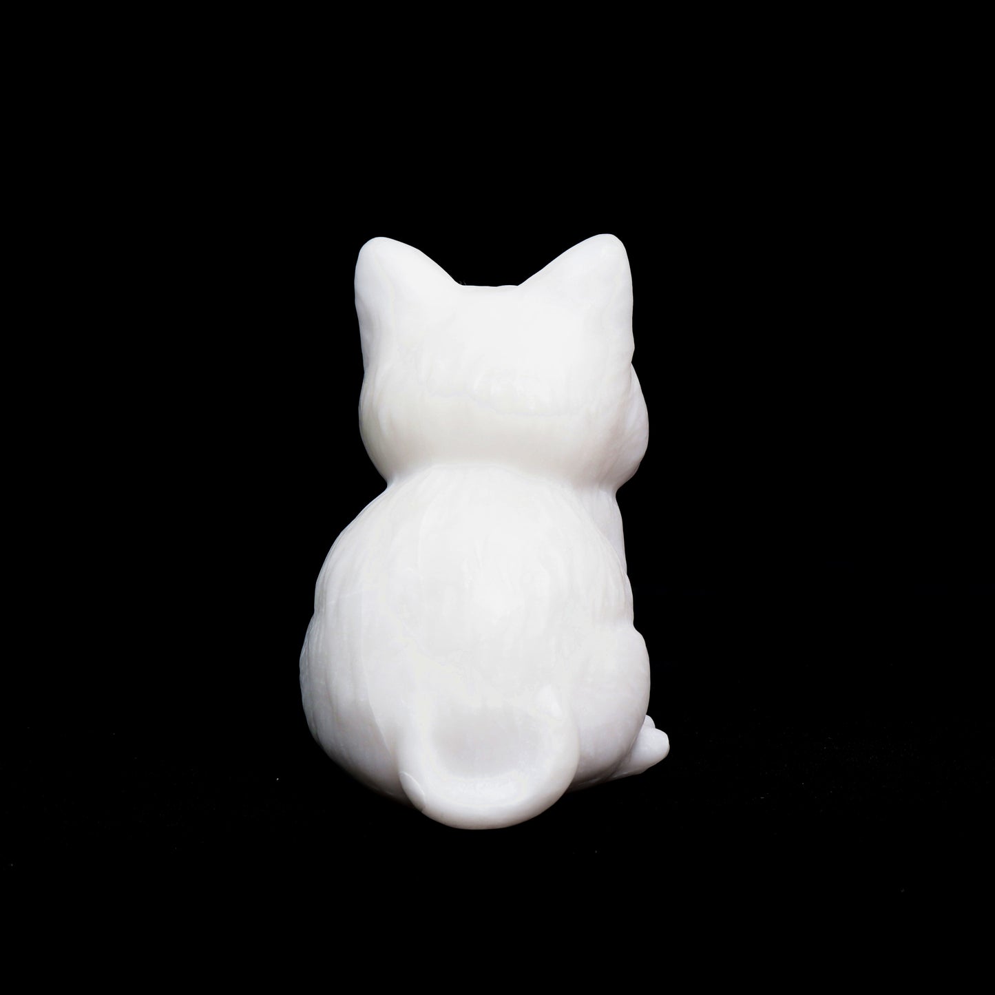 4" White Jade Carved Cat Figurine Realistic Crystal Healing Quartz Decor