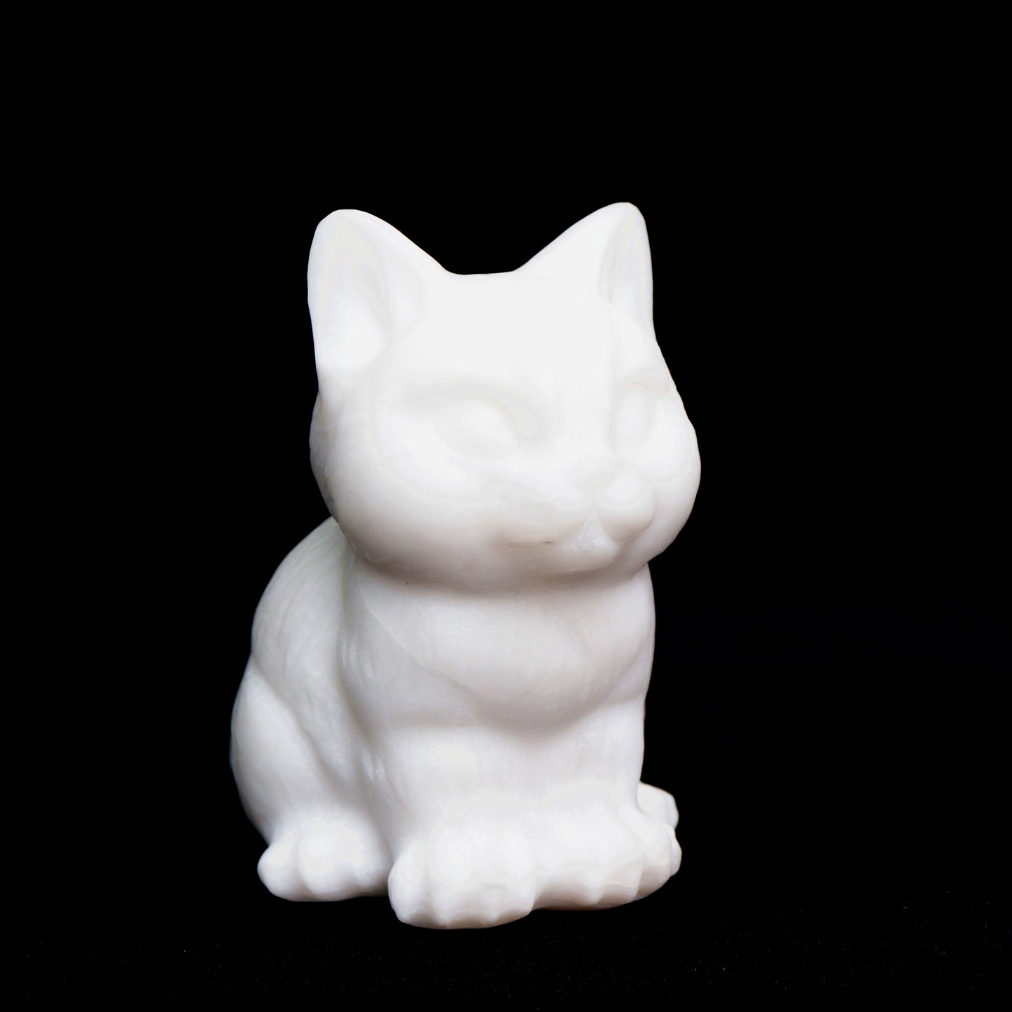 4" White Jade Carved Cat Figurine Realistic Crystal Healing Quartz Decor