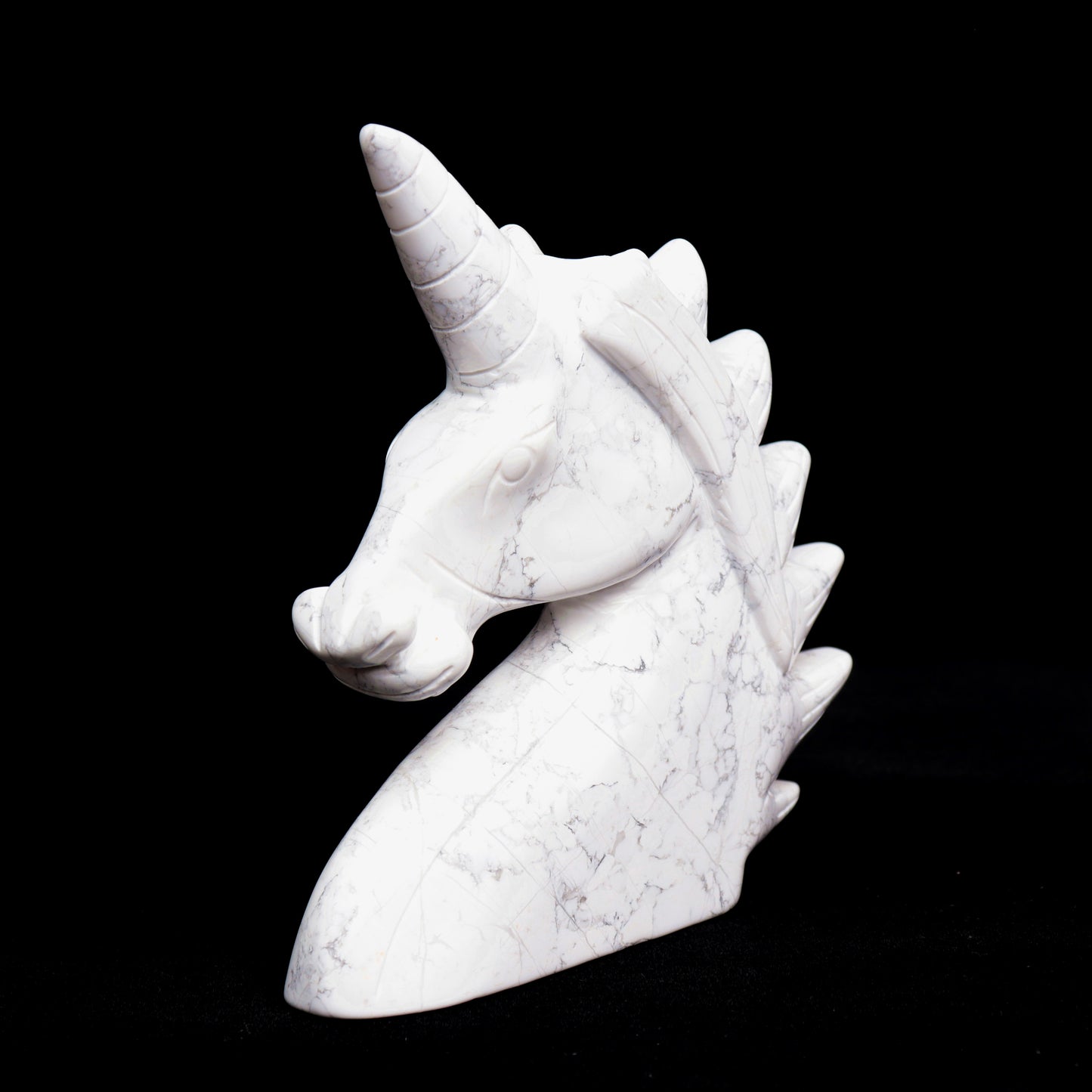 5" Howlite Carved Unicorn Figurine Realistic Crystal Healing Quartz Decor