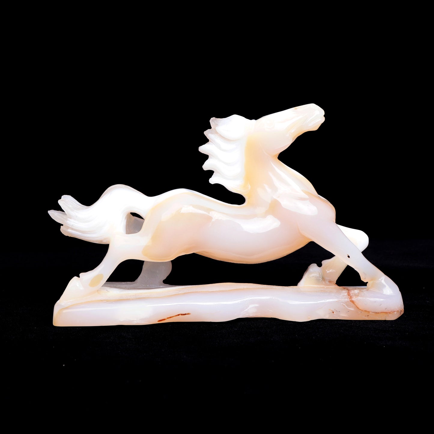 8" Madagascar White Agate Carved Horse Sculpture Realistic Crystal Healing Quartz Decor