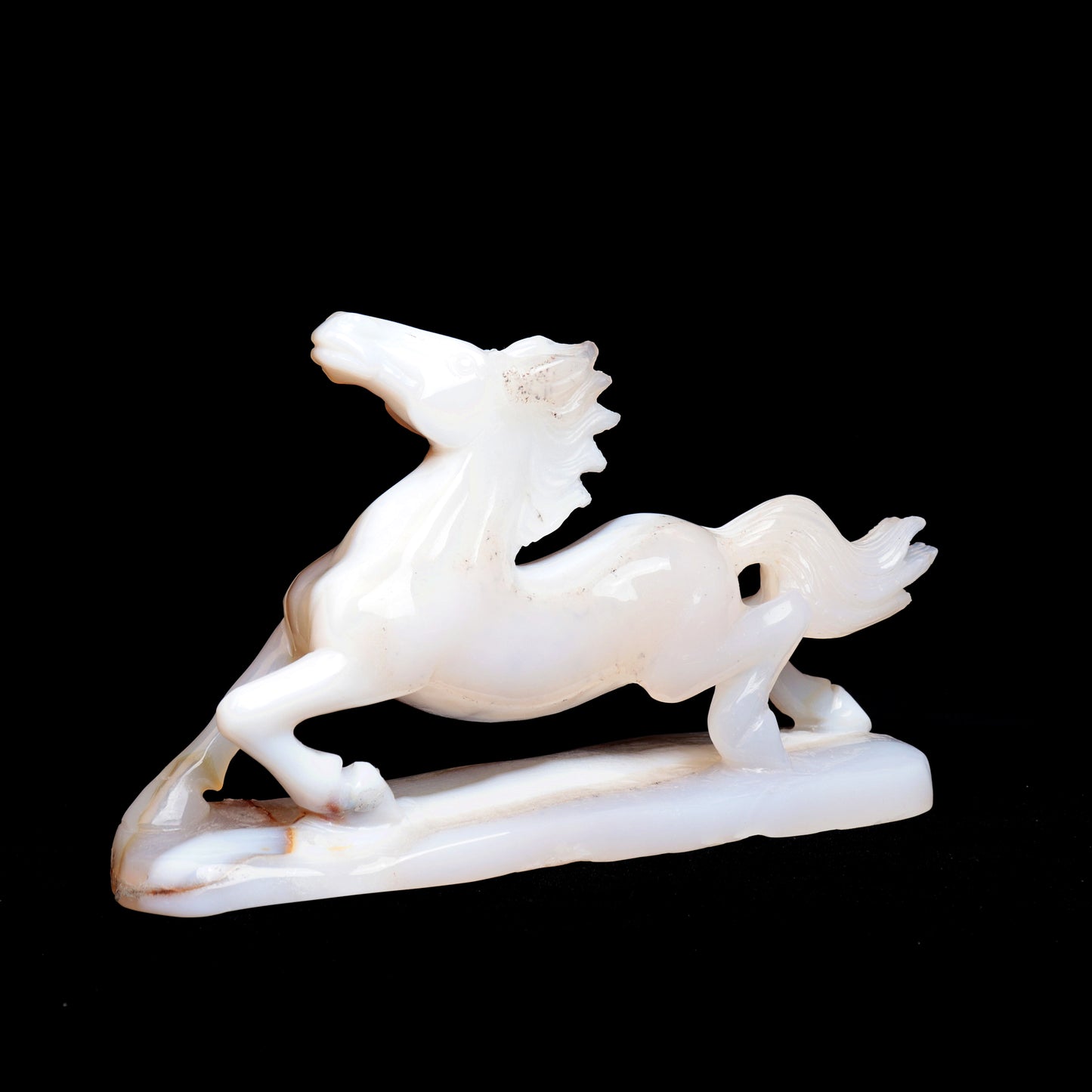 8" Madagascar White Agate Carved Horse Sculpture Realistic Crystal Healing Quartz Decor