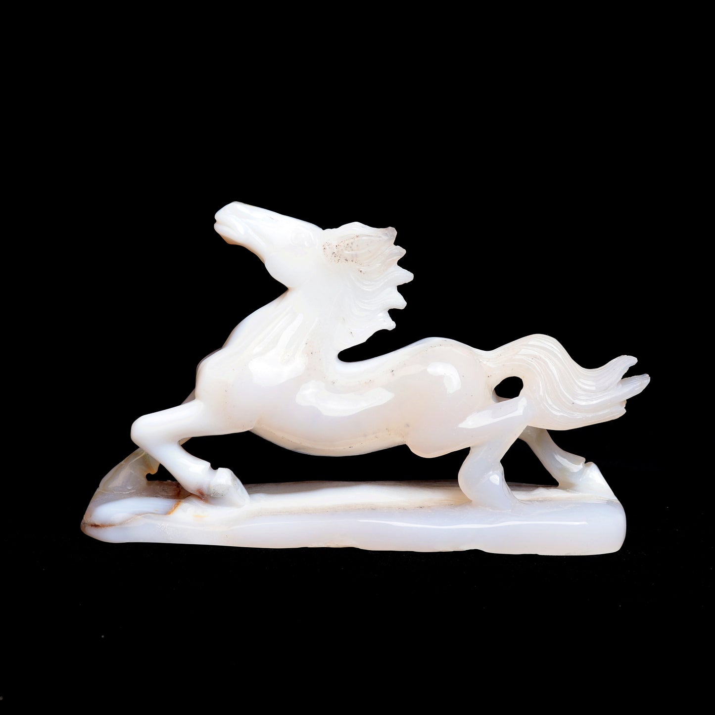 8" Madagascar White Agate Carved Horse Sculpture Realistic Crystal Healing Quartz Decor