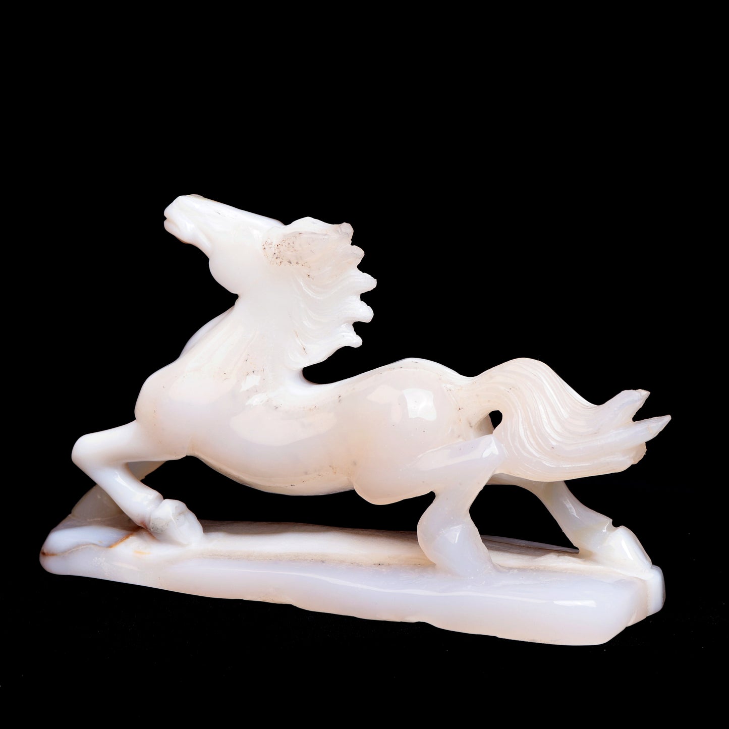 8" Madagascar White Agate Carved Horse Sculpture Realistic Crystal Healing Quartz Decor