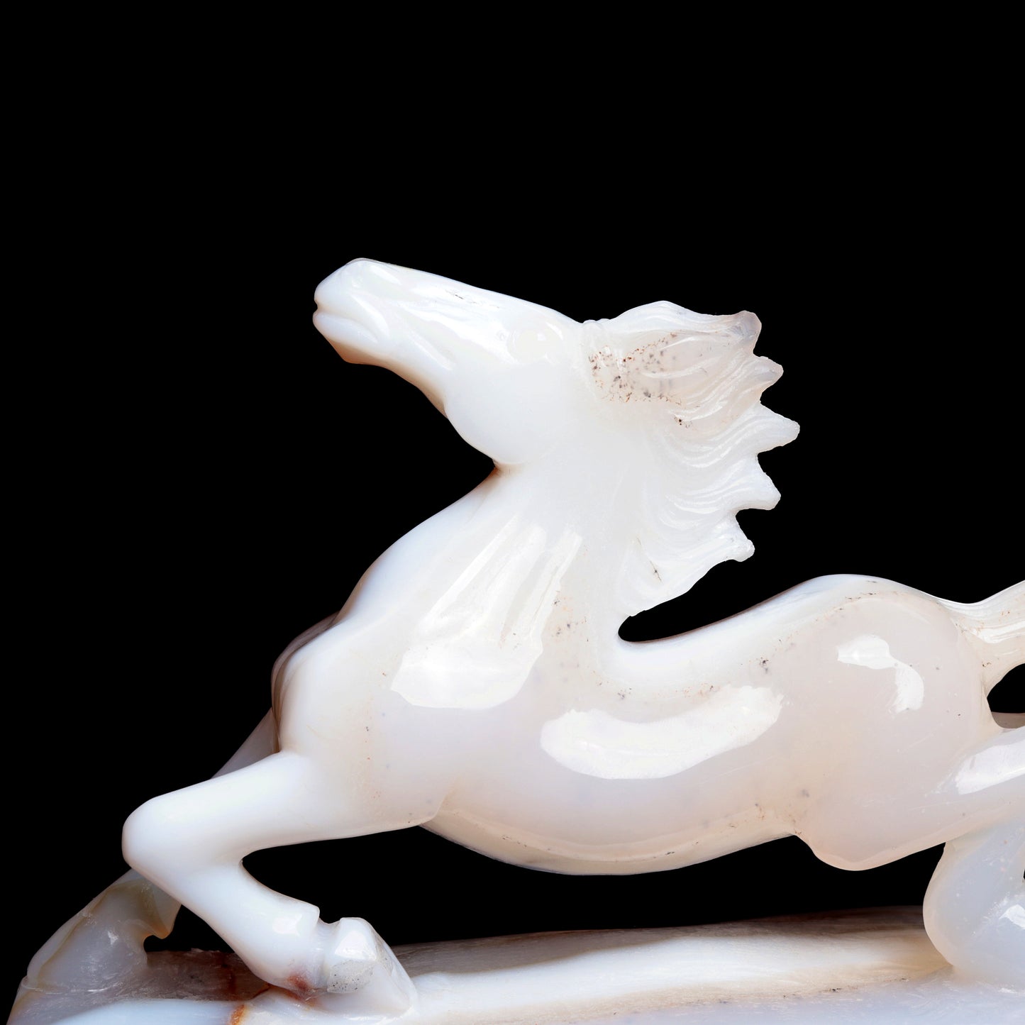 8" Madagascar White Agate Carved Horse Sculpture Realistic Crystal Healing Quartz Decor