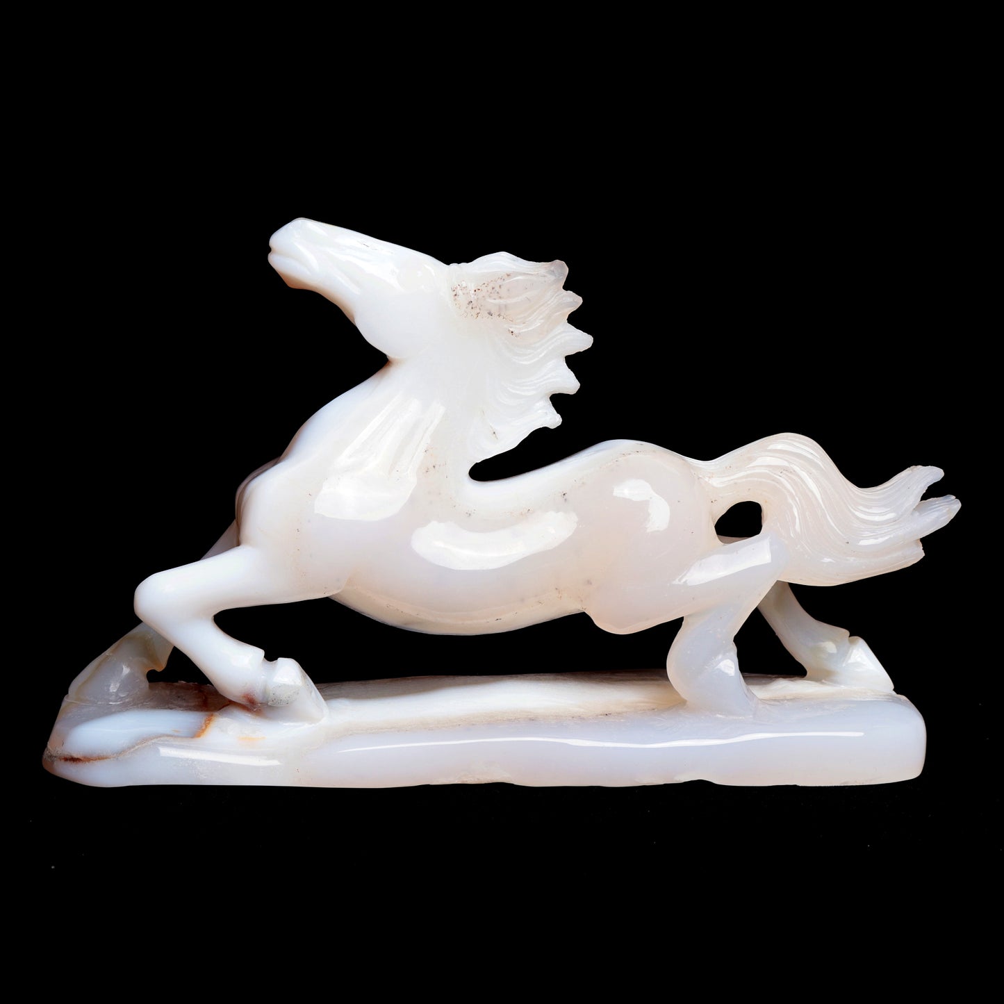 8" Madagascar White Agate Carved Horse Sculpture Realistic Crystal Healing Quartz Decor