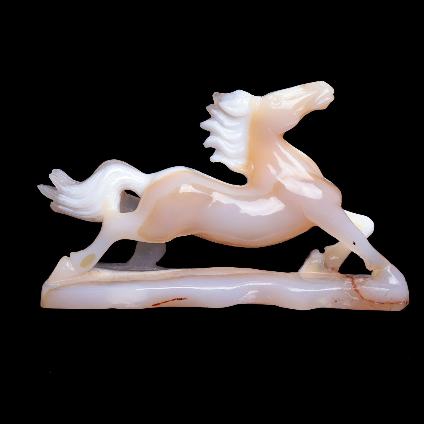 8" Madagascar White Agate Carved Horse Sculpture Realistic Crystal Healing Quartz Decor