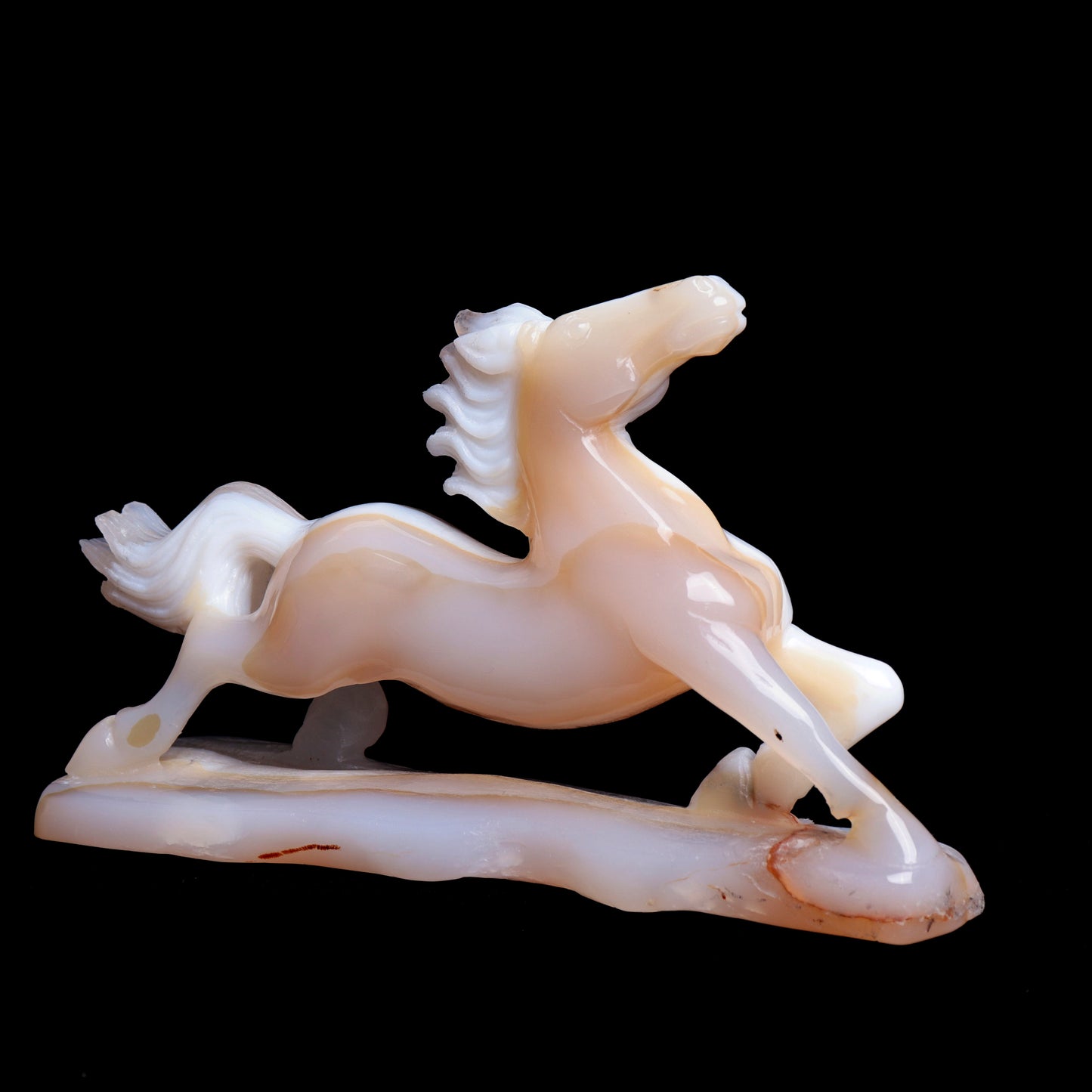 8" Madagascar White Agate Carved Horse Sculpture Realistic Crystal Healing Quartz Decor